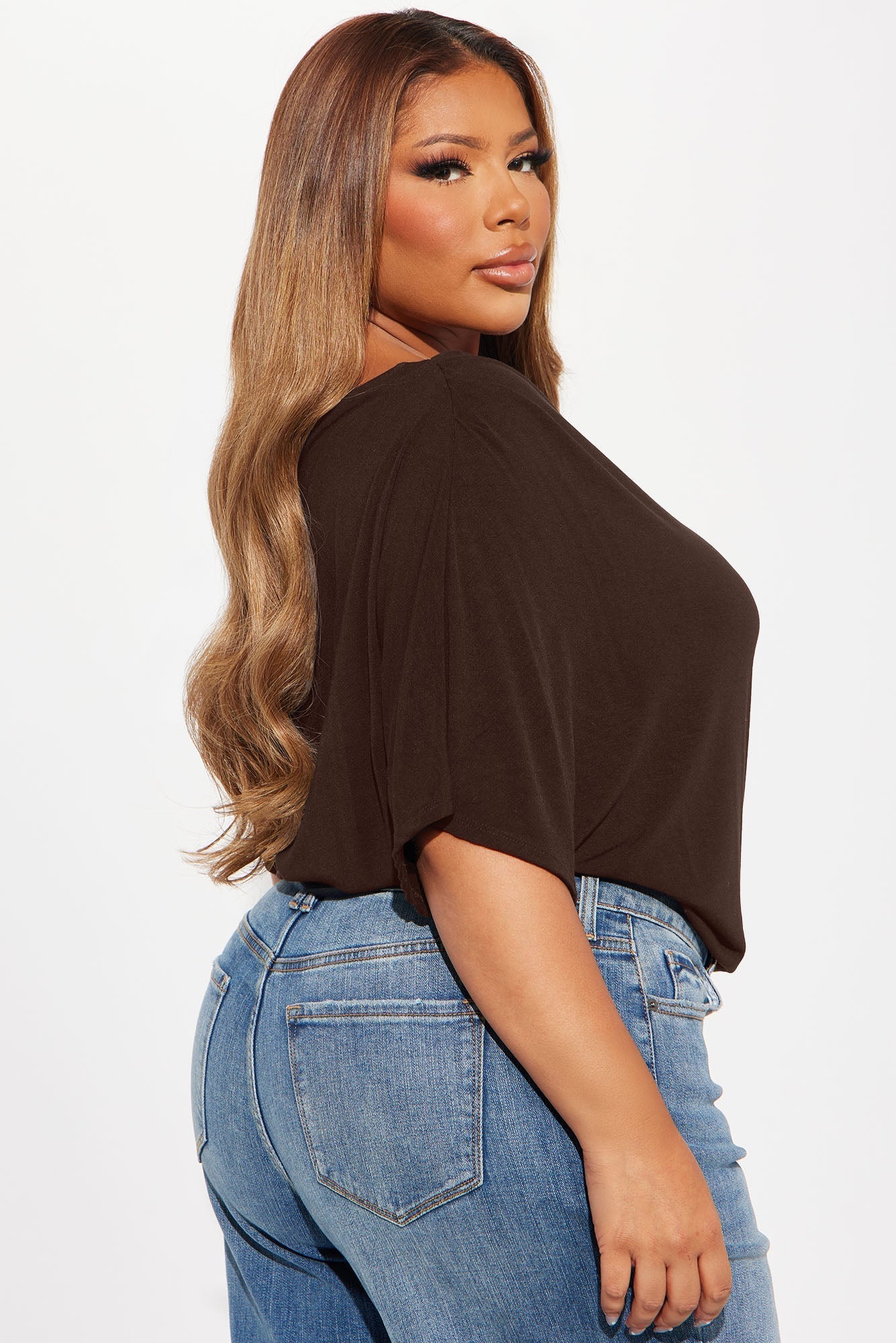 Flatter Me Off Shoulder Bodysuit - Brown NEWFASHIONEDGE