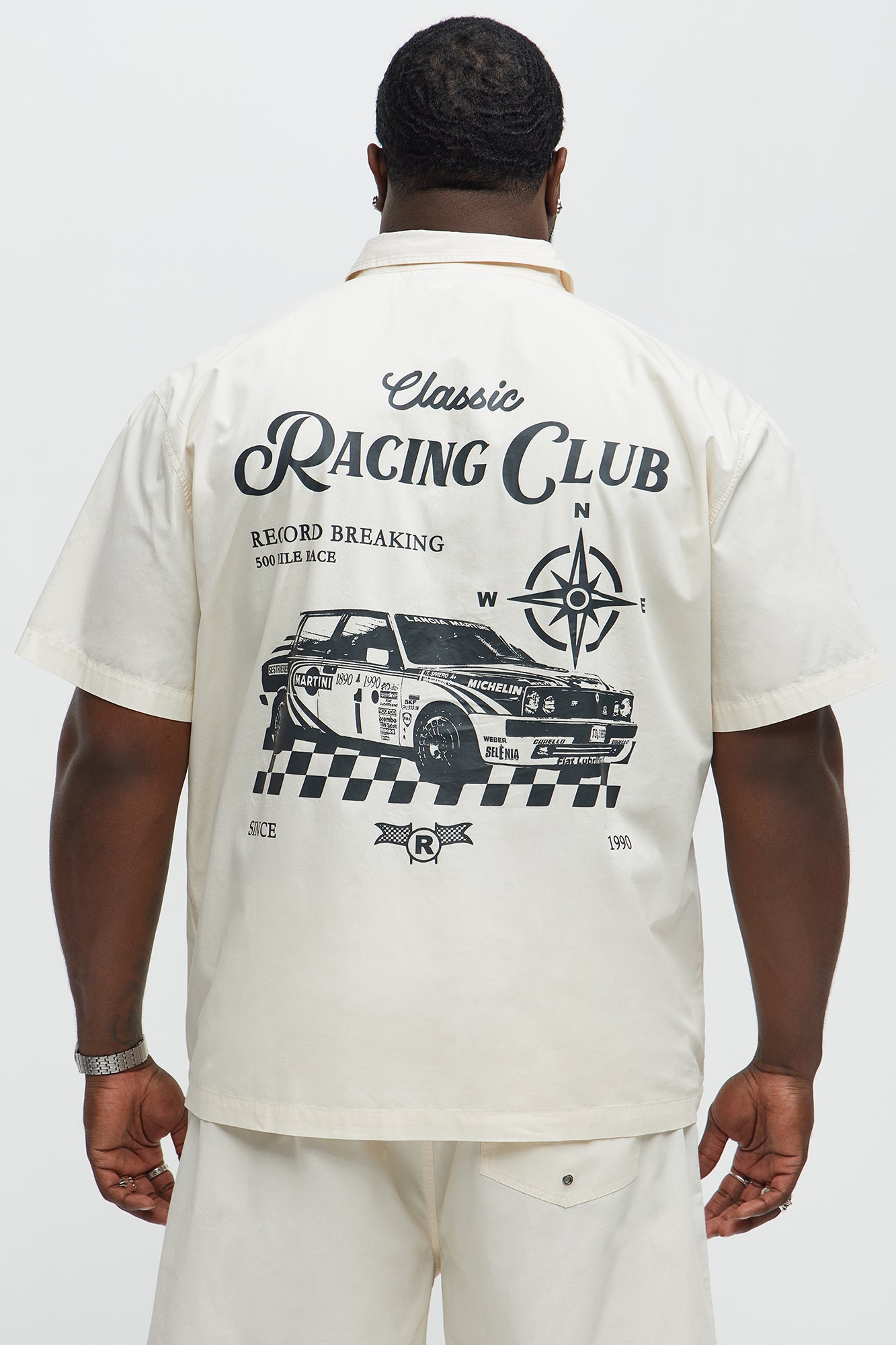 Racing Club Short Sleeve Button Up Shirt - Cream