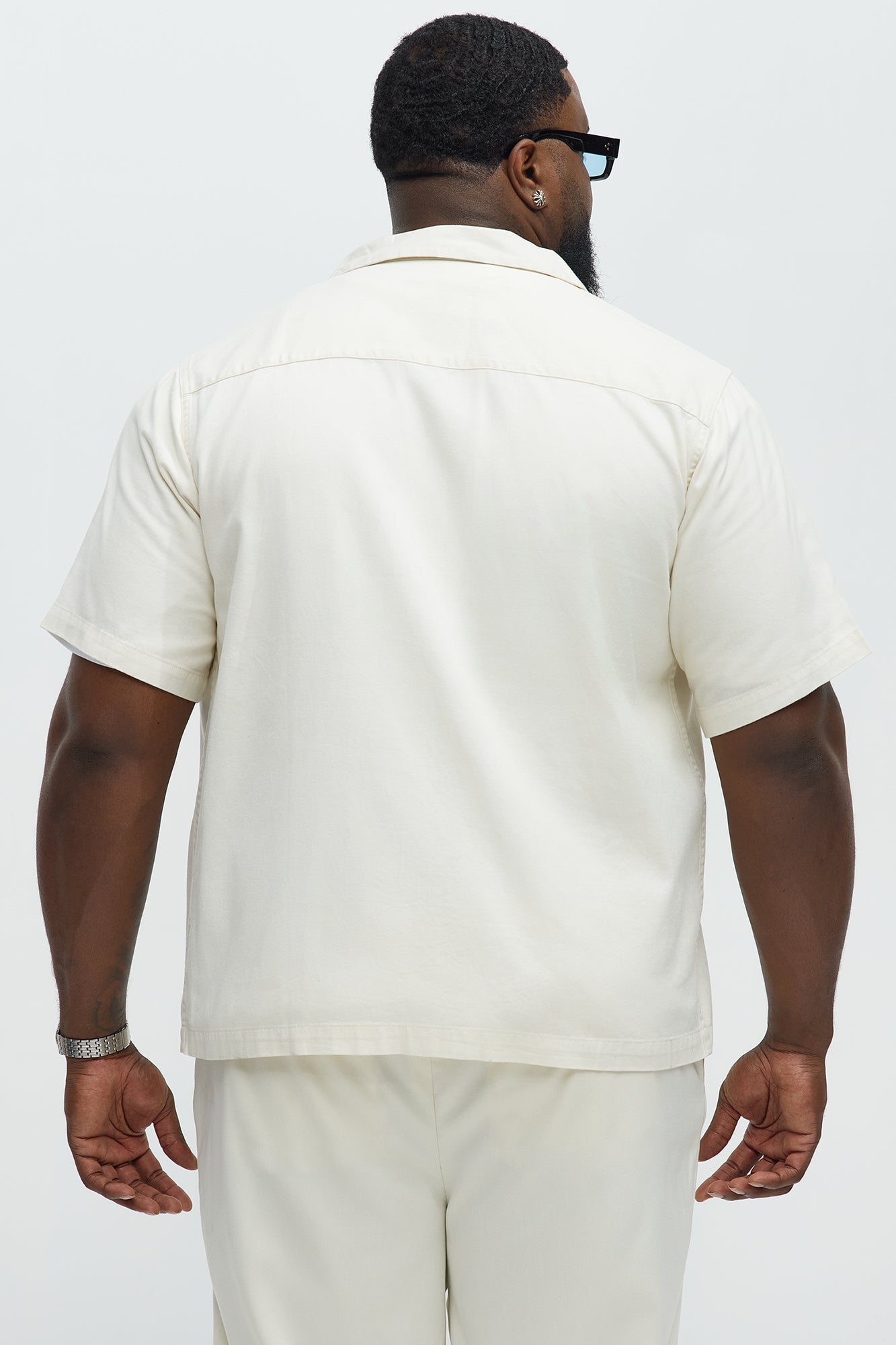 Embrace The Wild Cotton Blend Short Sleeve Button Up Shirt - White