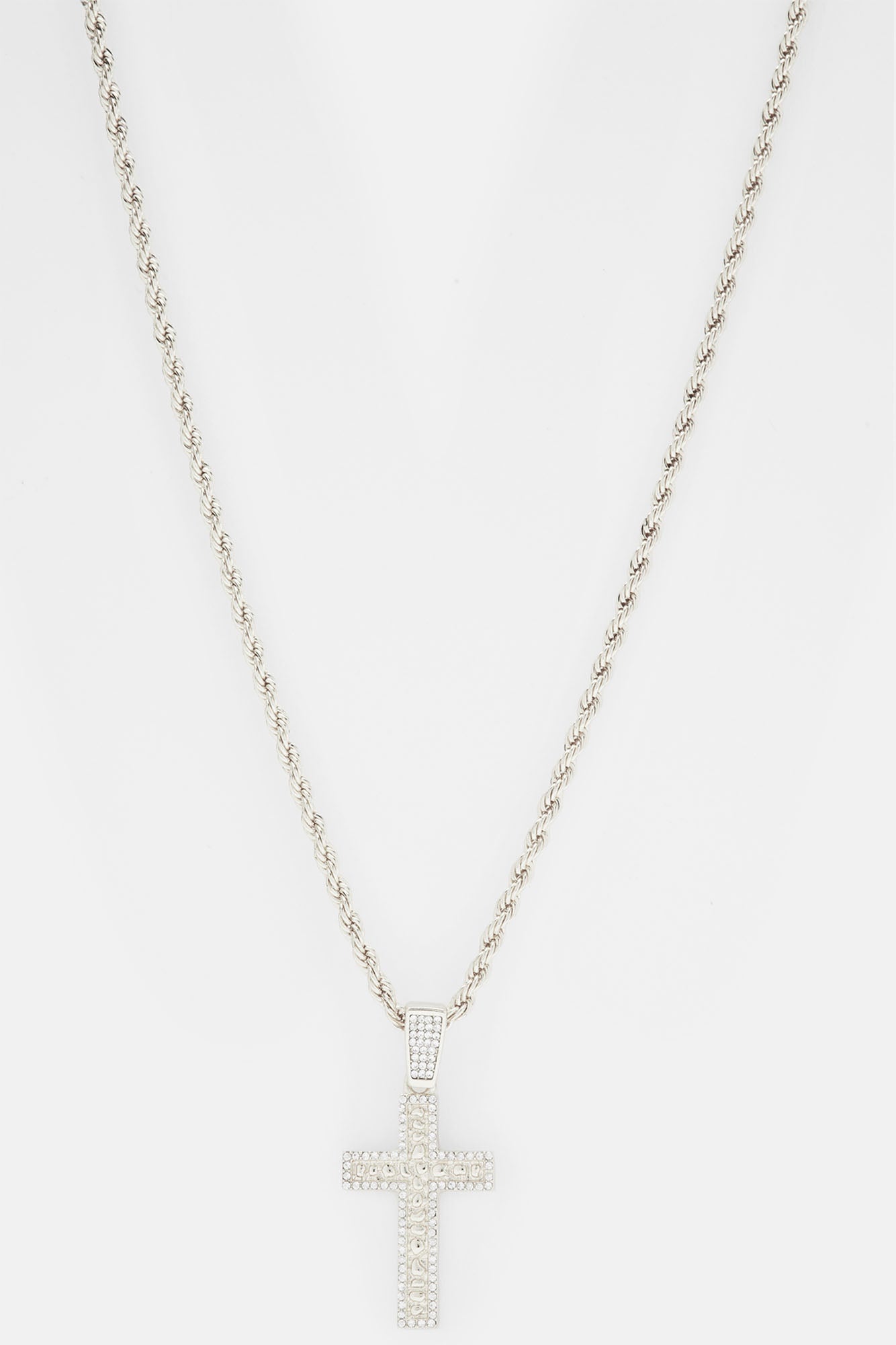 Nugget Cross Chain Necklace - Silver