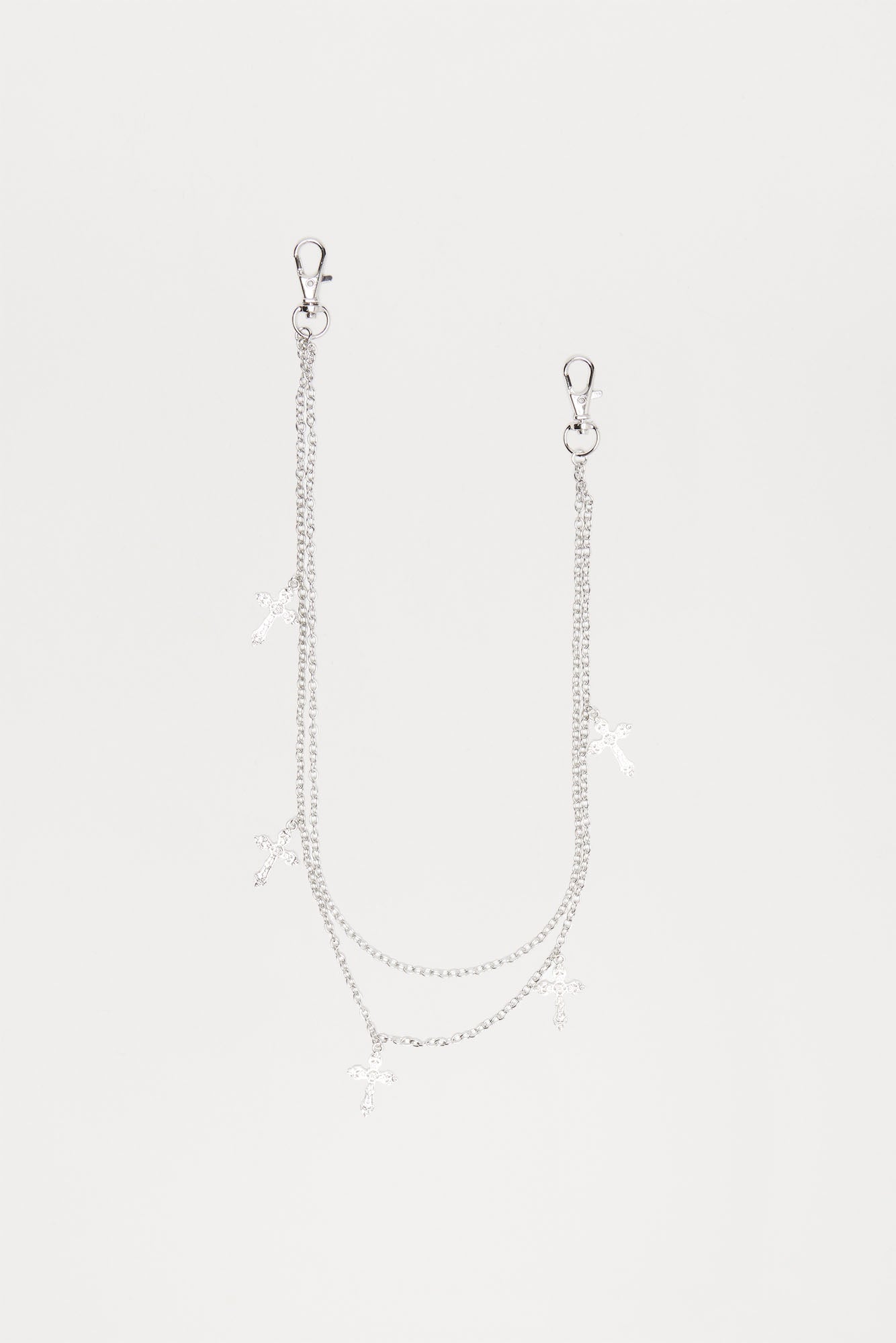 Multi Cross Layered Pant Chain - Silver