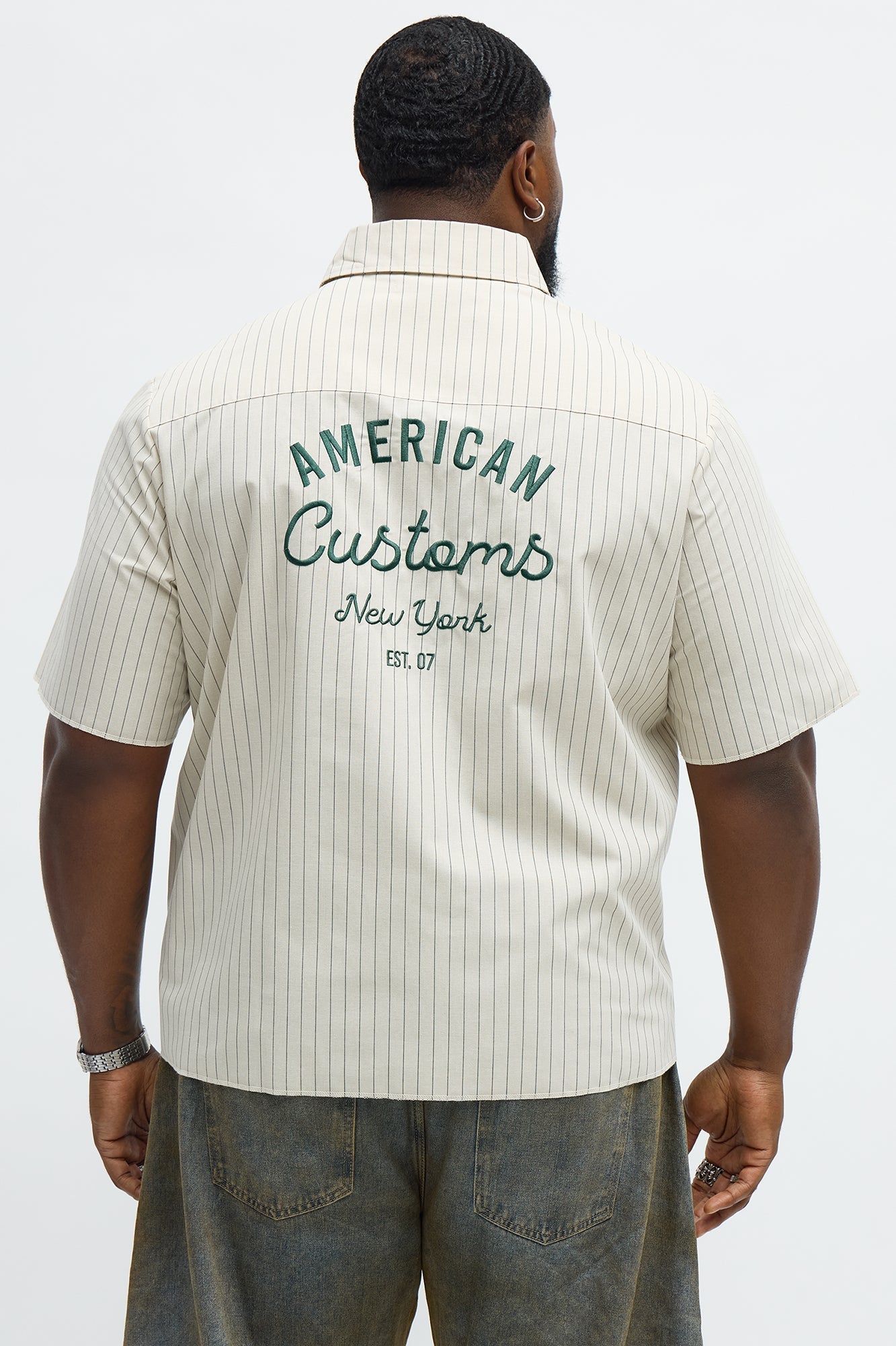 American Customs Raw Hem Mechanic Button Up Shirt - Hunter Green