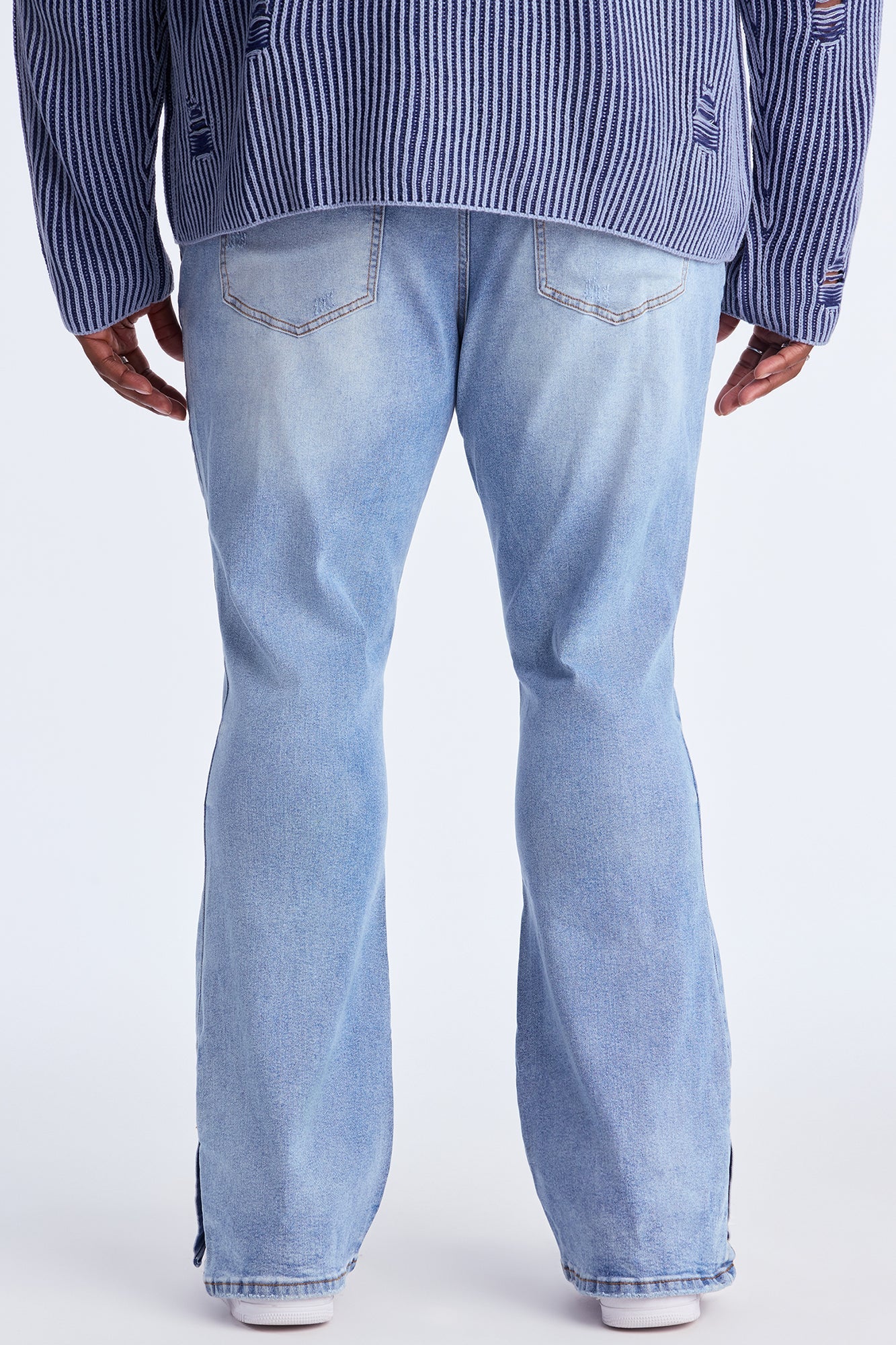 Stacked Skinny Flare Slit Rebel Against Distressed Jean - Light Wash