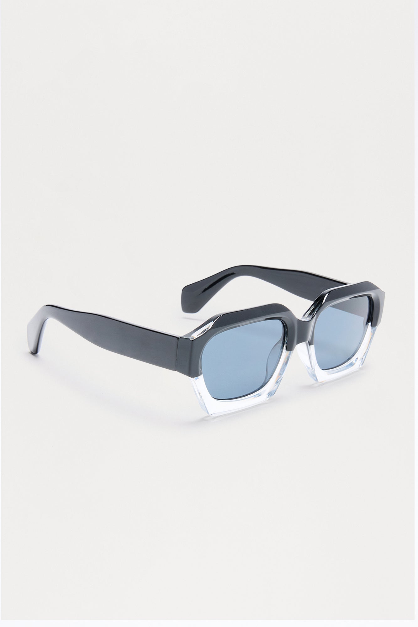 Two Tone Geometric Frame Color Lens Sunglasses - Black/combo