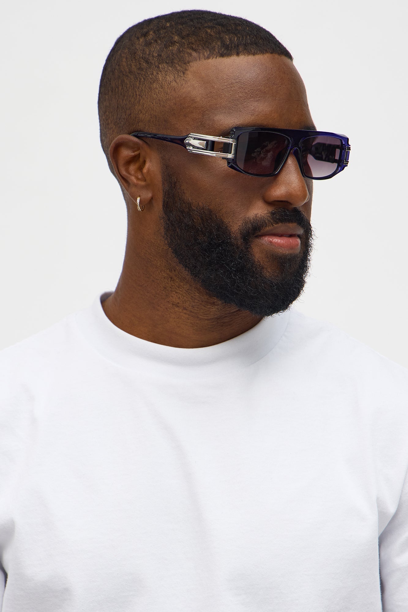 Flat Top Frame Colored Lens Sunglasses - Navy