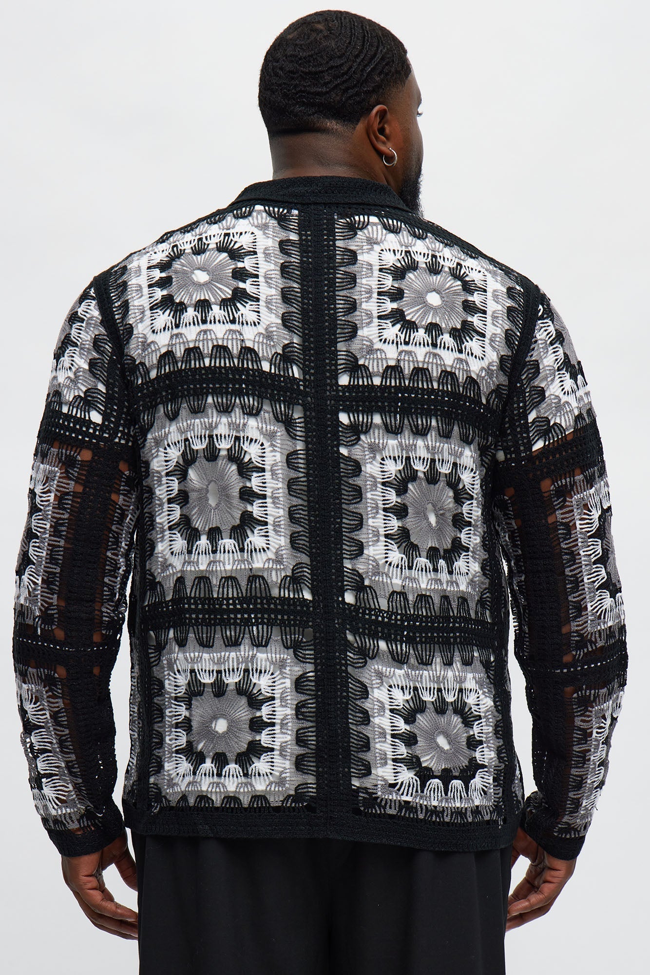 Crochet Stay Button Up Shirt - Black