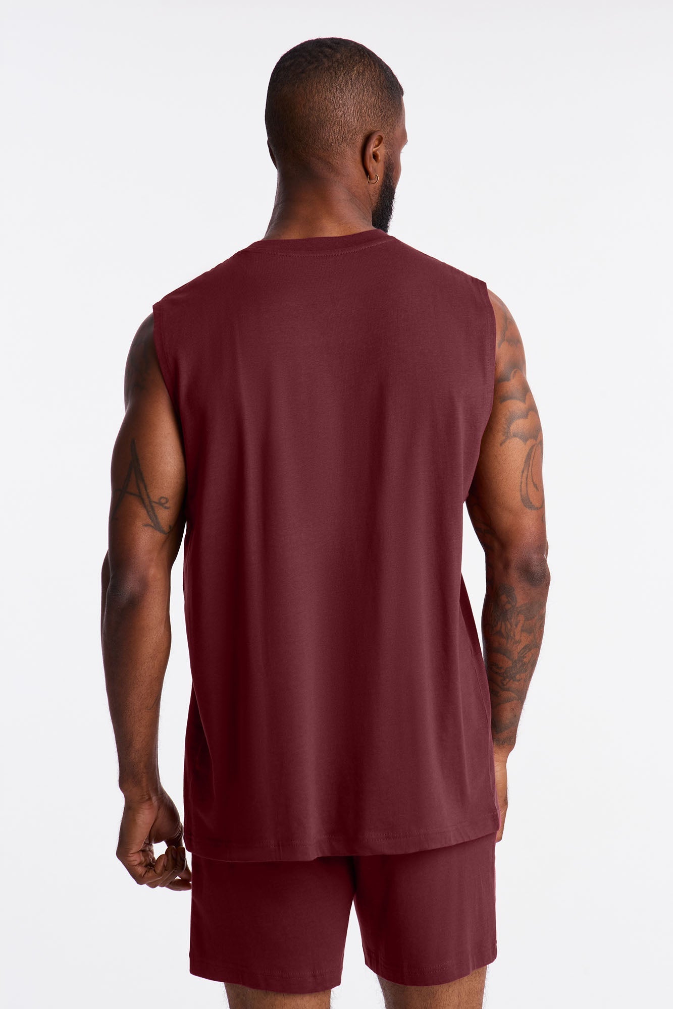 Essential Modal Lounge Sleeveless Muscle Tee - Burgundy