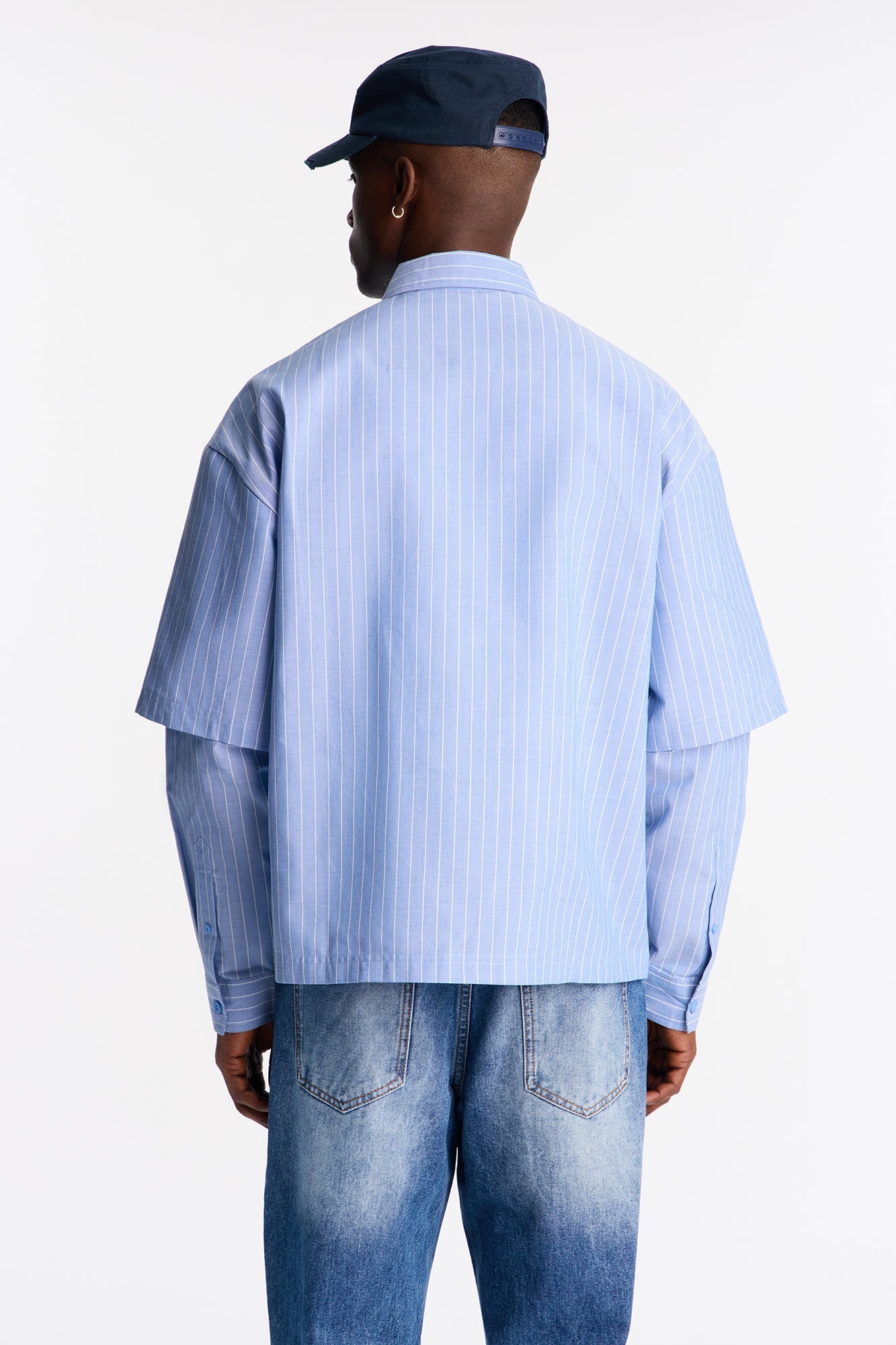 Twofold Sleeve Button Up Shirt - Blue/combo
