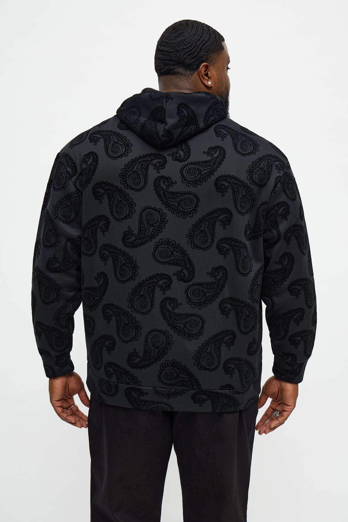 Paisley Flock Hoodie - Black