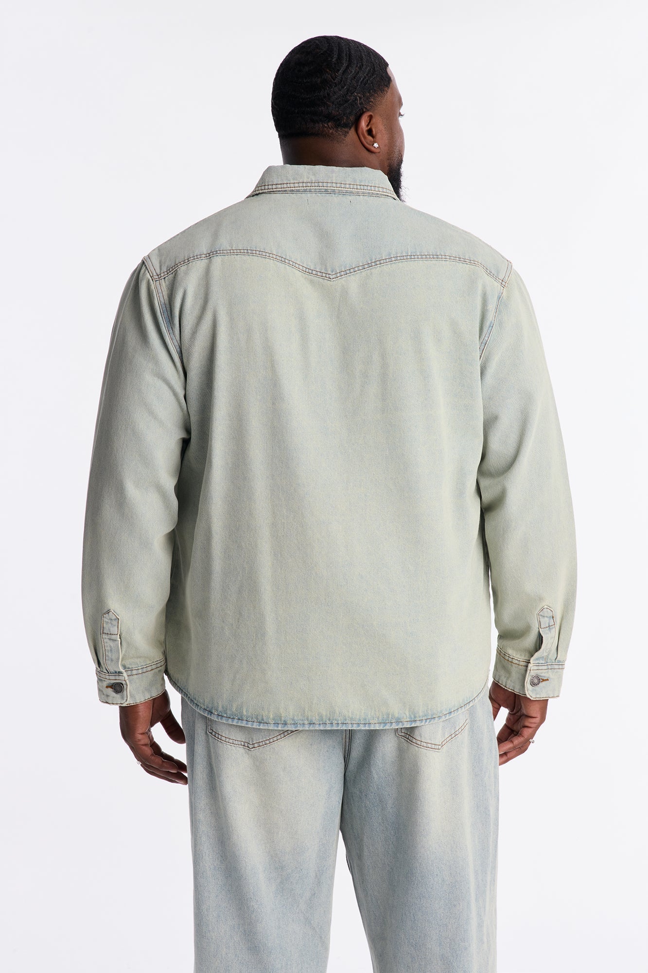 Relaxed Cowboy Hit Denim Button Up Shirt - Vintage Blue Wash