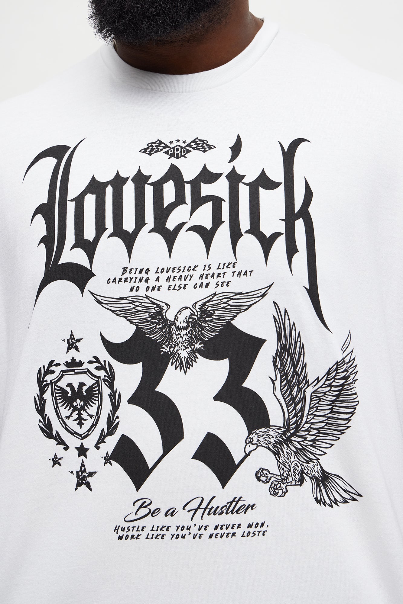 Lovesick Hustler Oversized Short Sleeve Tee - White