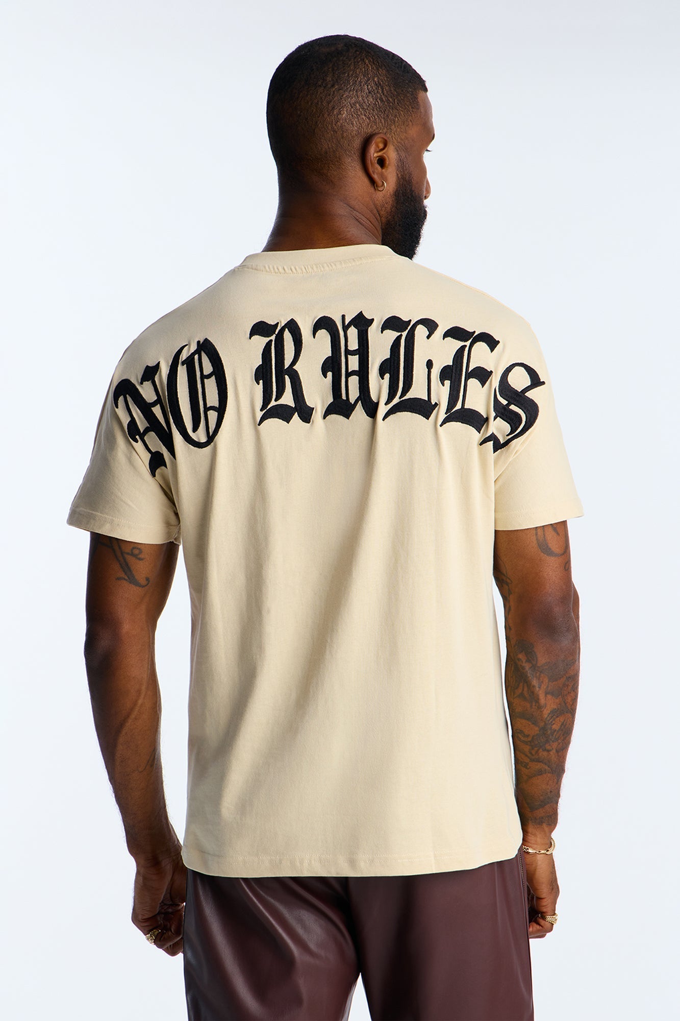 No Rules Law Embroidery Short Sleeve Tee - Off White