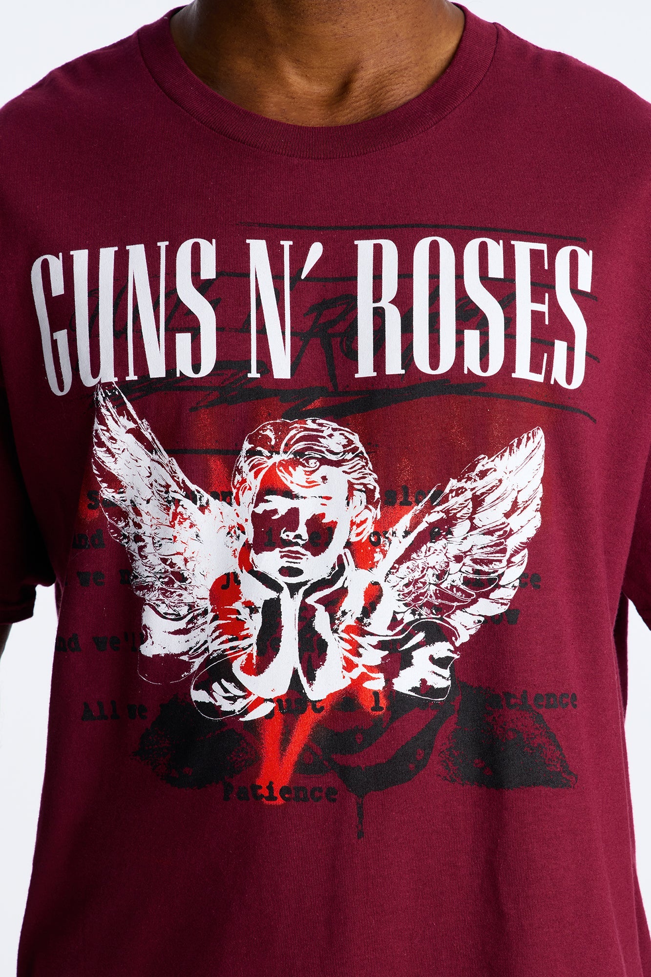 Guns N Roses Patience Oversized Short Sleeve Tee - Burgundy