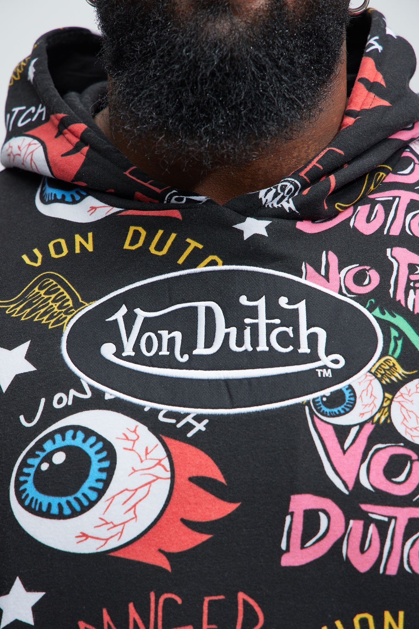 Von Dutch All Over Print Hoodie - Black