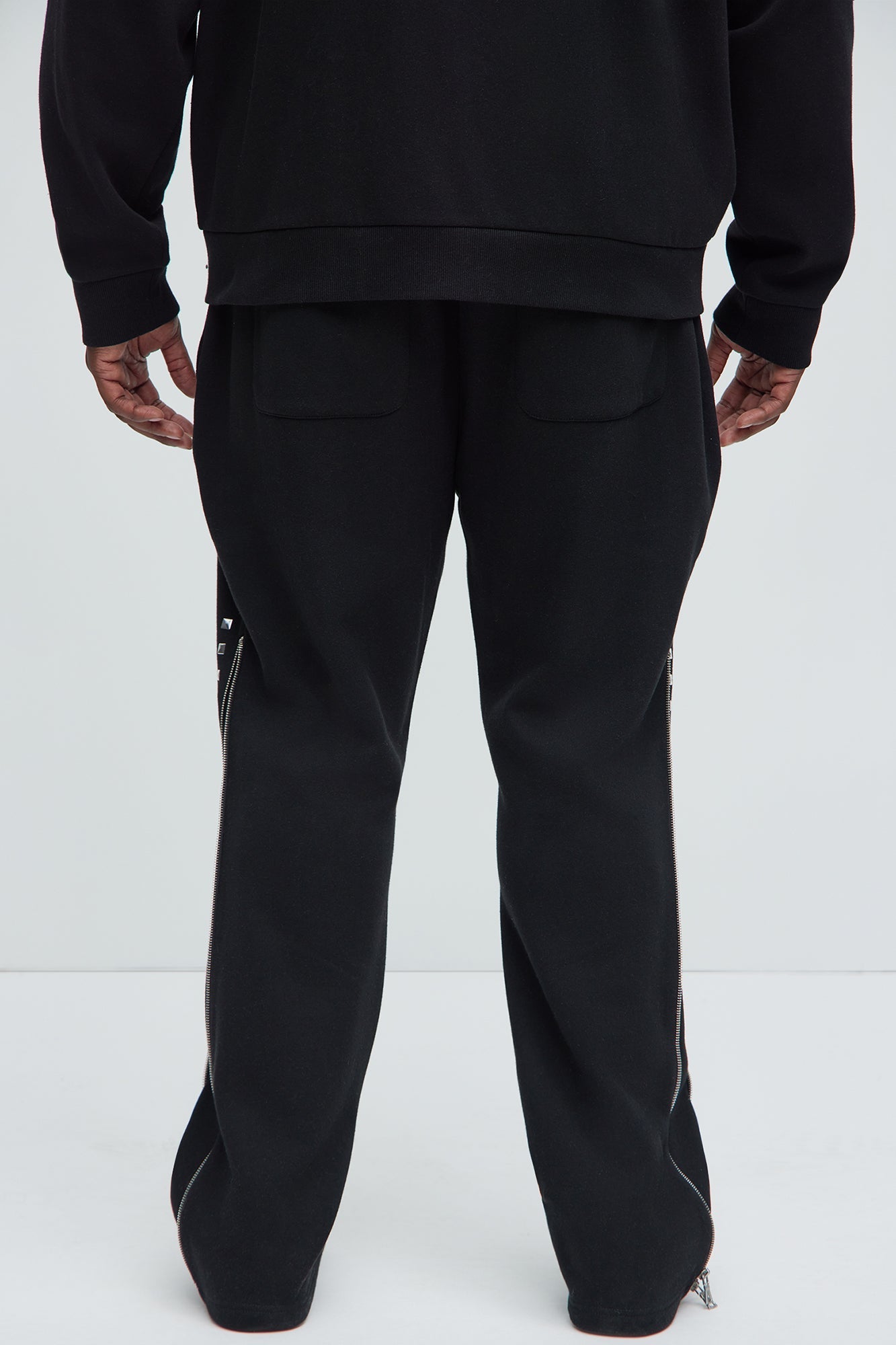Tyson Sleaze Studded Skinny Flare Sweatpants - Black