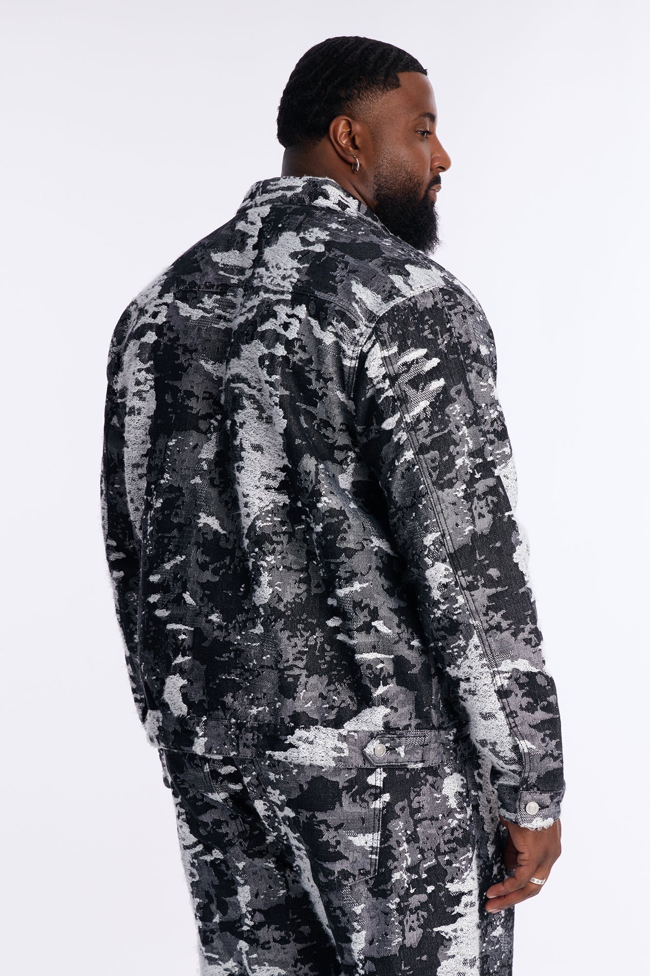Cropped Fading In And Out Work Jacket - Black Wash