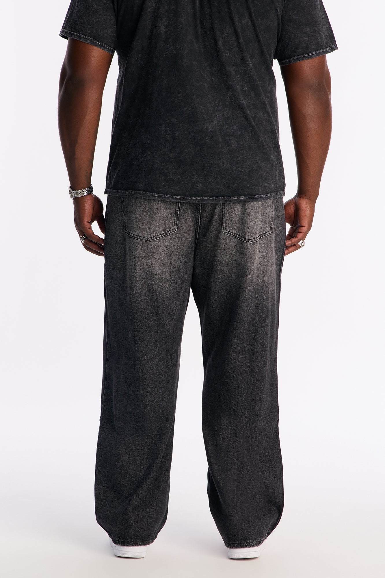 Baggy Faux Pleat Jean - Black Wash