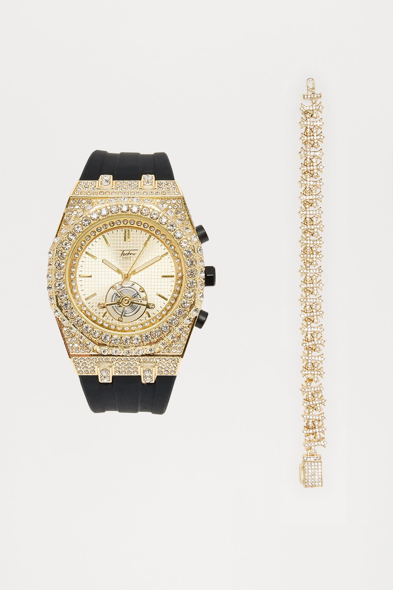 Iced 2 Piece Boxed Jewelry Set - Gold