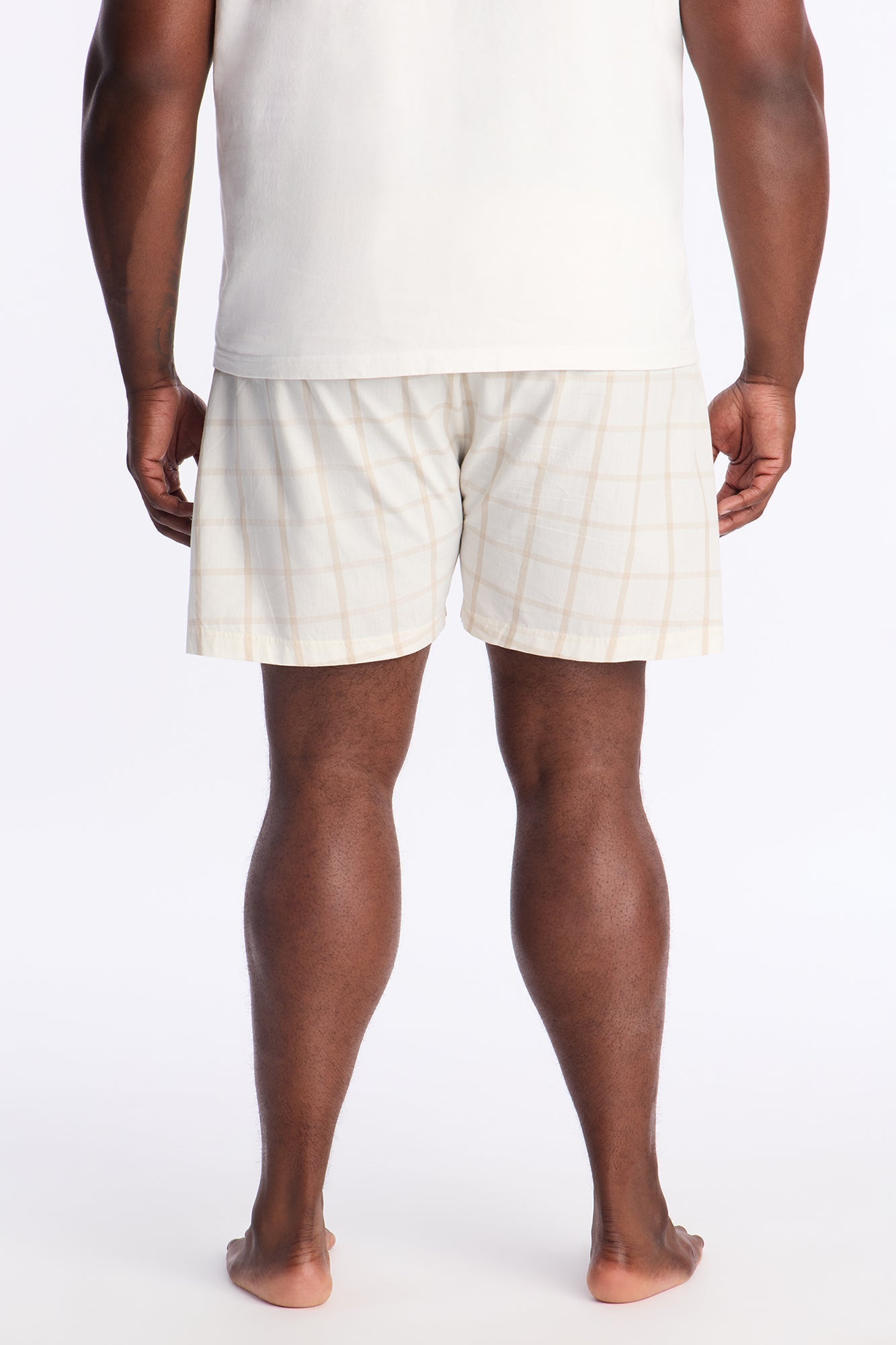 Subtle Plaid Cotton Boxer - Beige