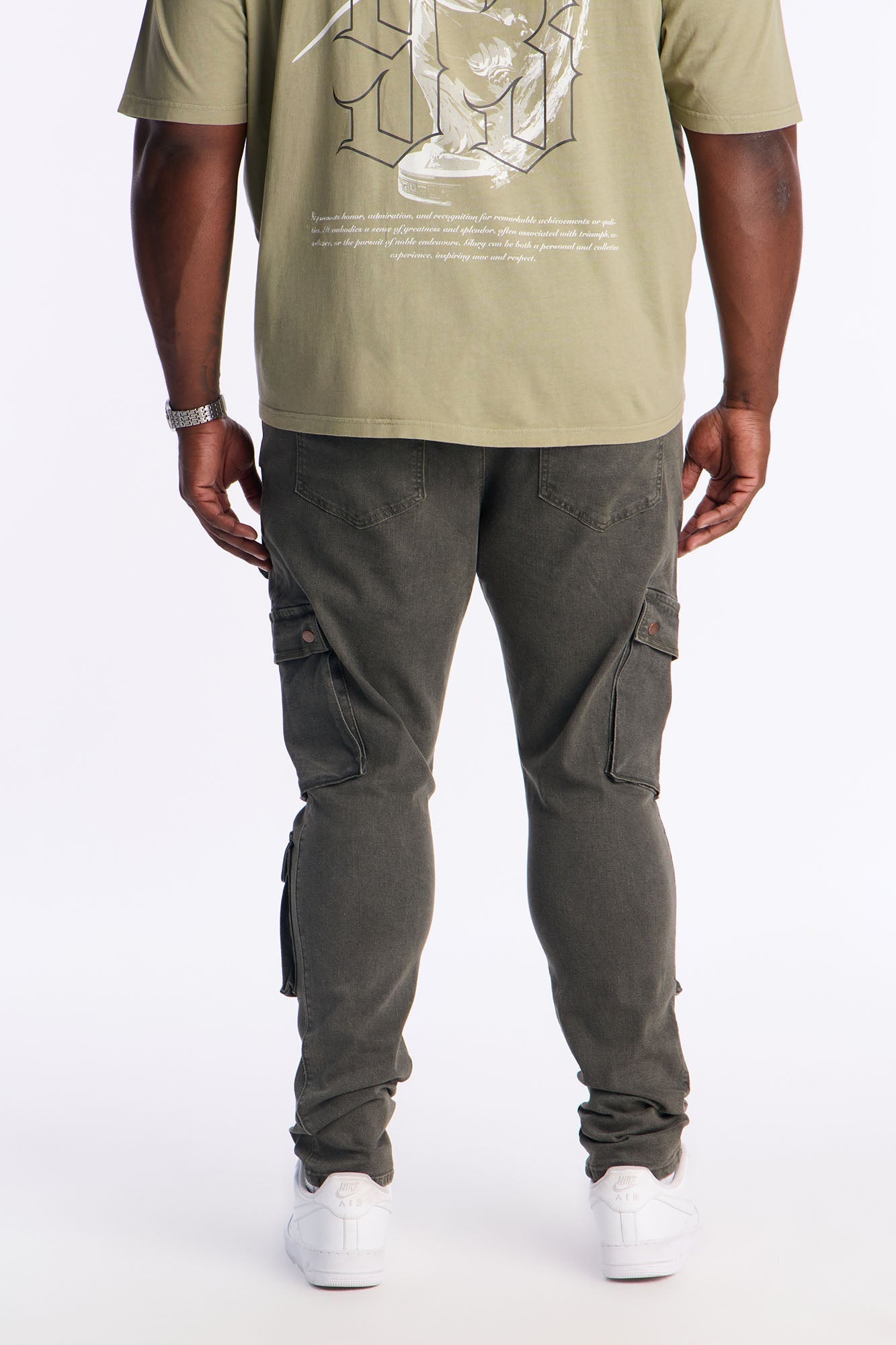 Stacked Skinny Back To Back Cargo Jean - Olive