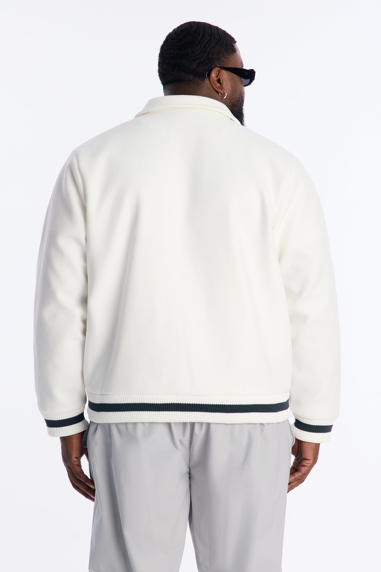 Retro Rib Wool Varsity Jacket - White