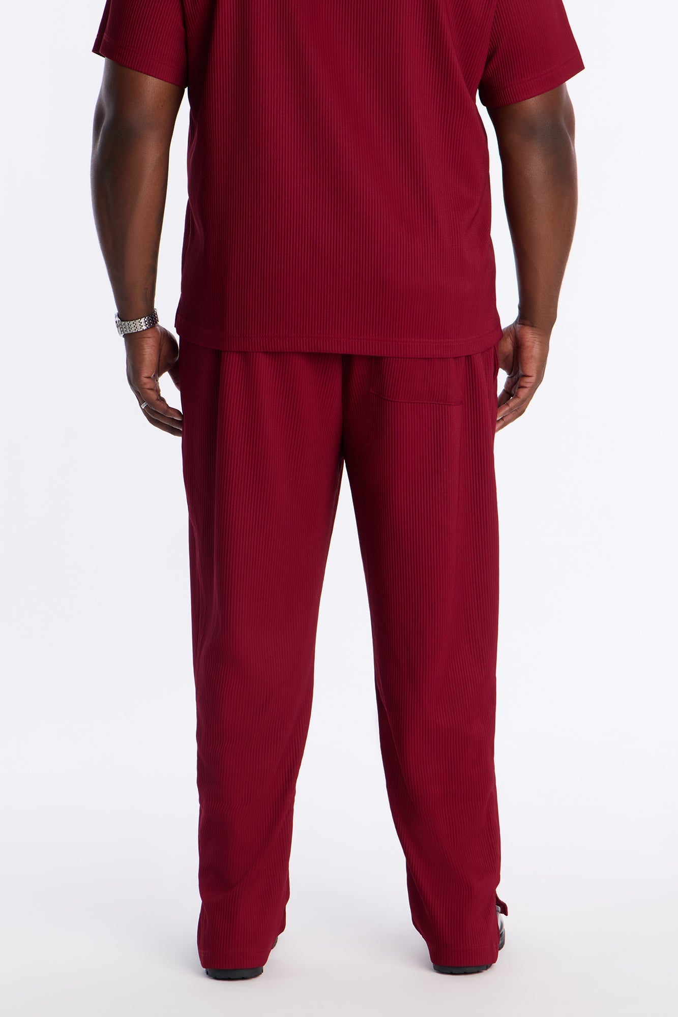 Show Up Slim Slit Pants - Burgundy