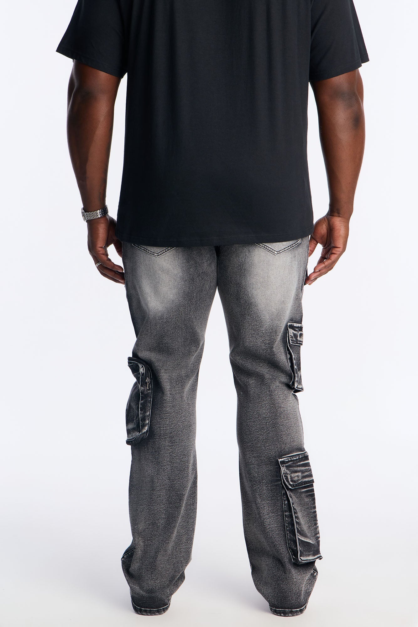 Stacked Skinny Flare Out And About Cargo Jean - Black Wash