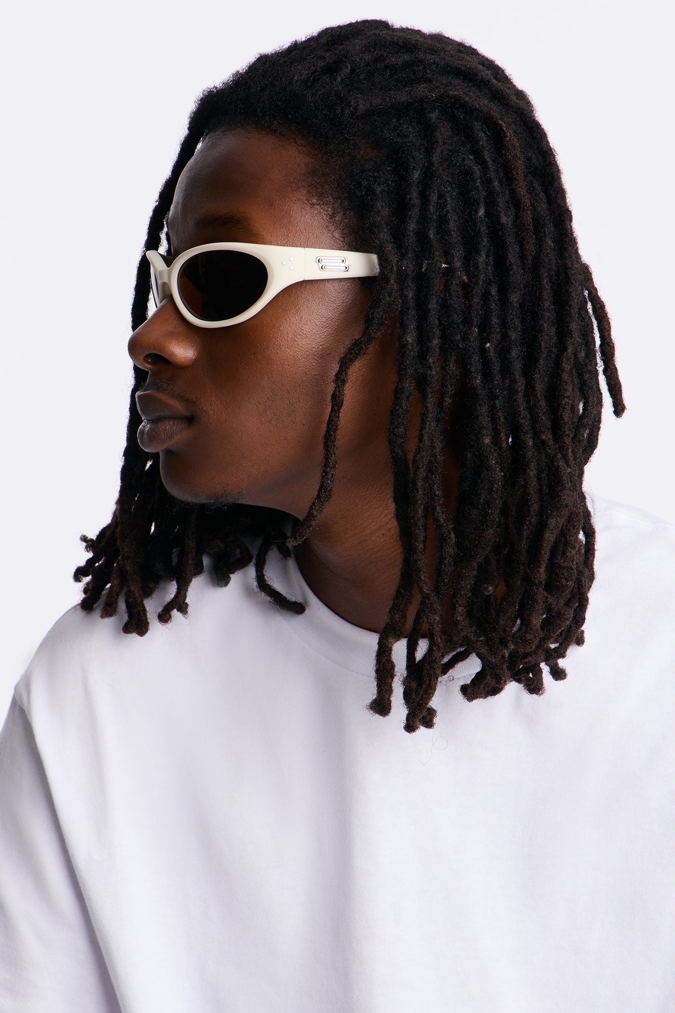 Minimal Round Frame Sunglasses - Cream/combo