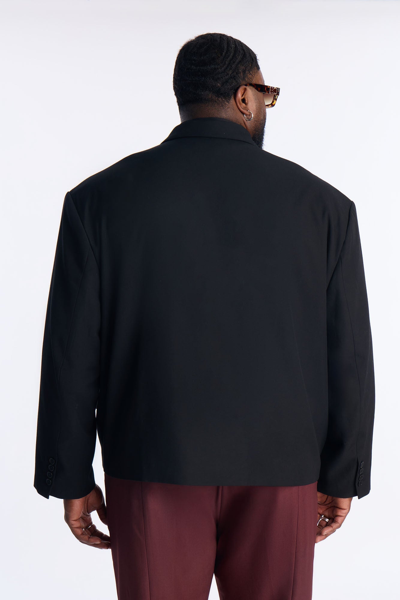 Cropped Peak Lapel Single Breasted Blazer - Black