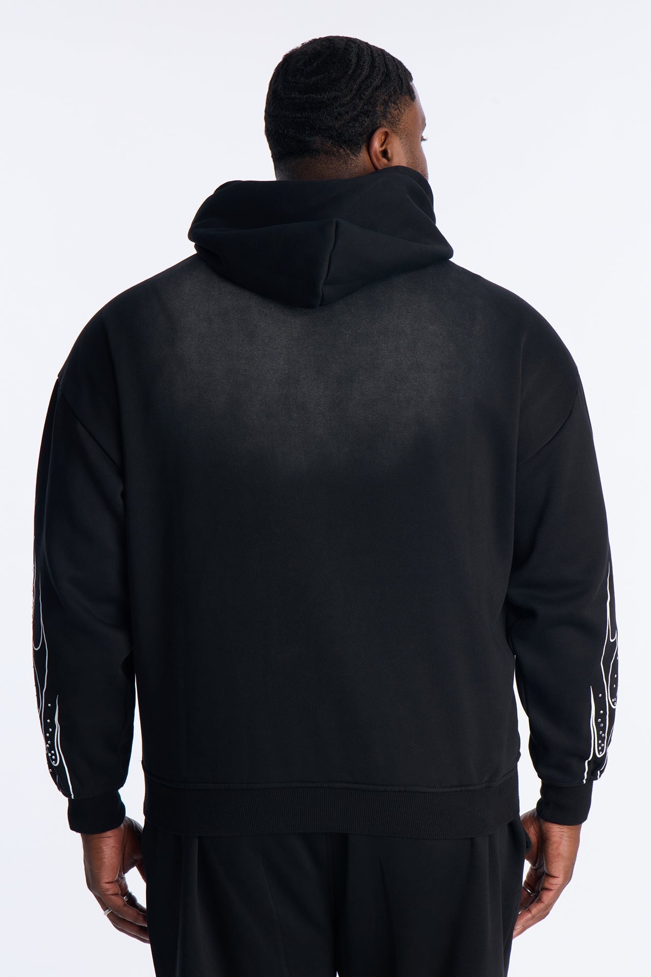 Fearless Rhinestones Oversized Hoodie - Black