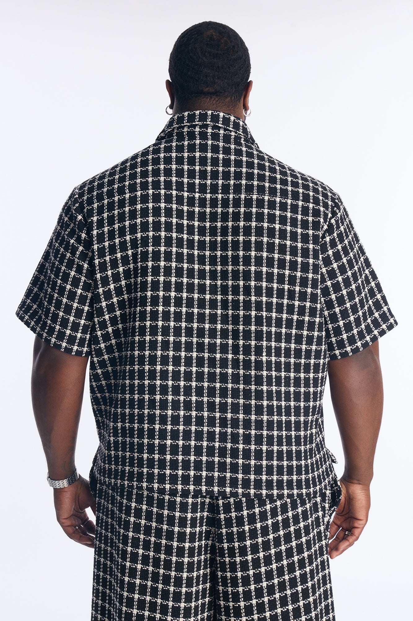 Relaxed Tweed Theory Button Up Shirt - Black