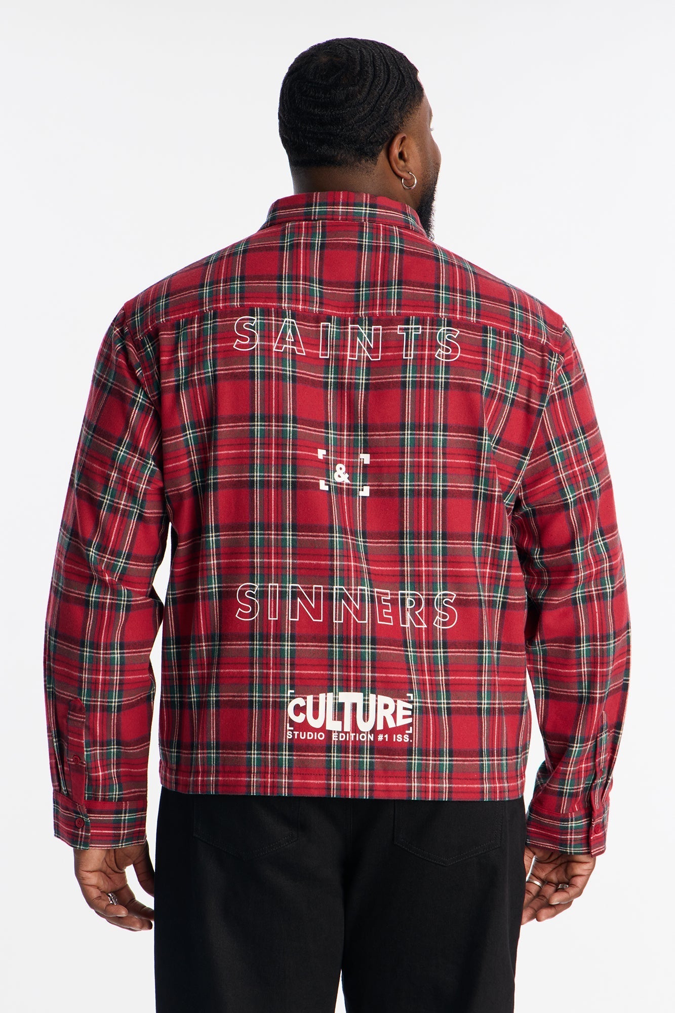Cropped Culture Plaid Button Up Shirt - Red