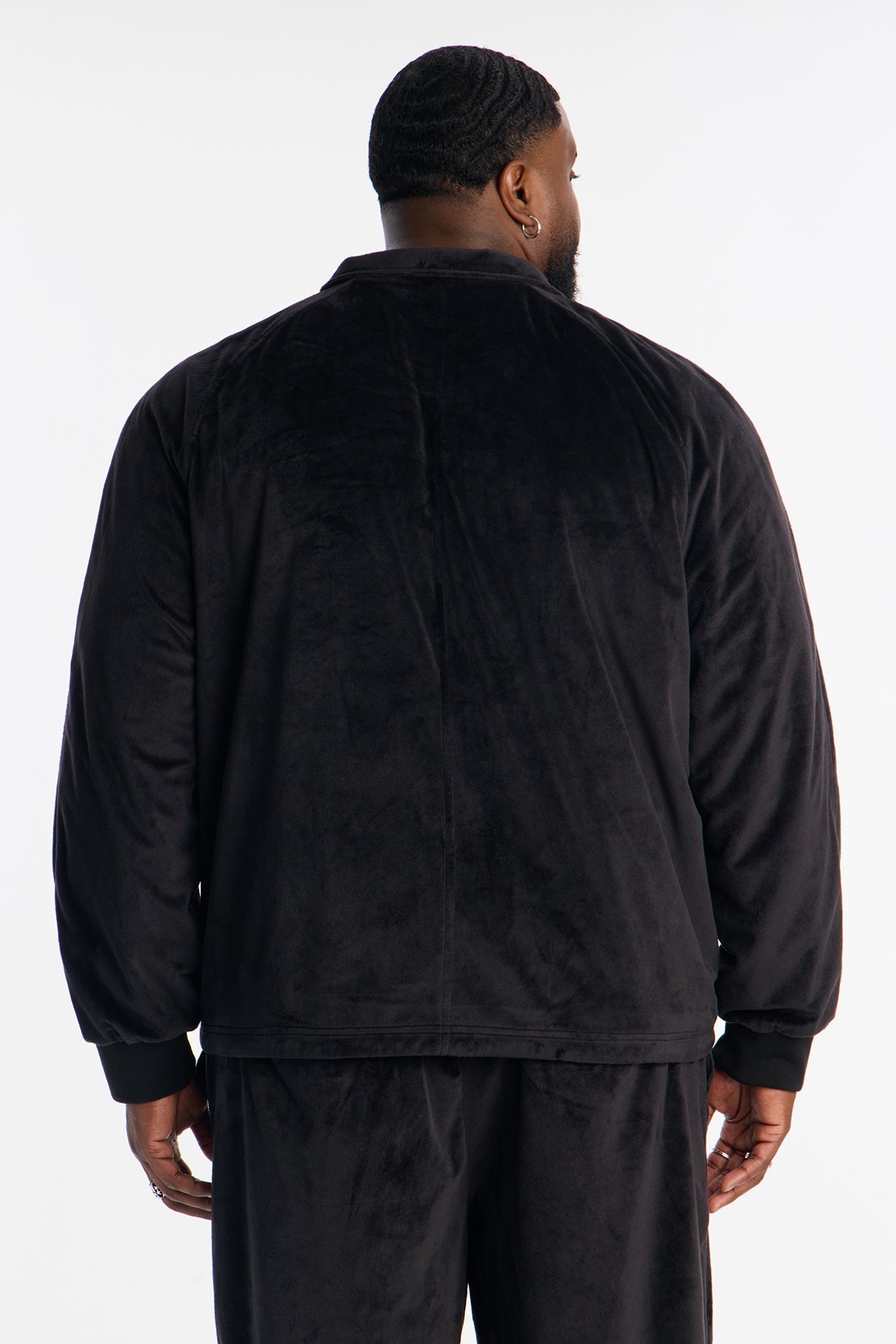 Velour Set It Up Track Jacket - Black