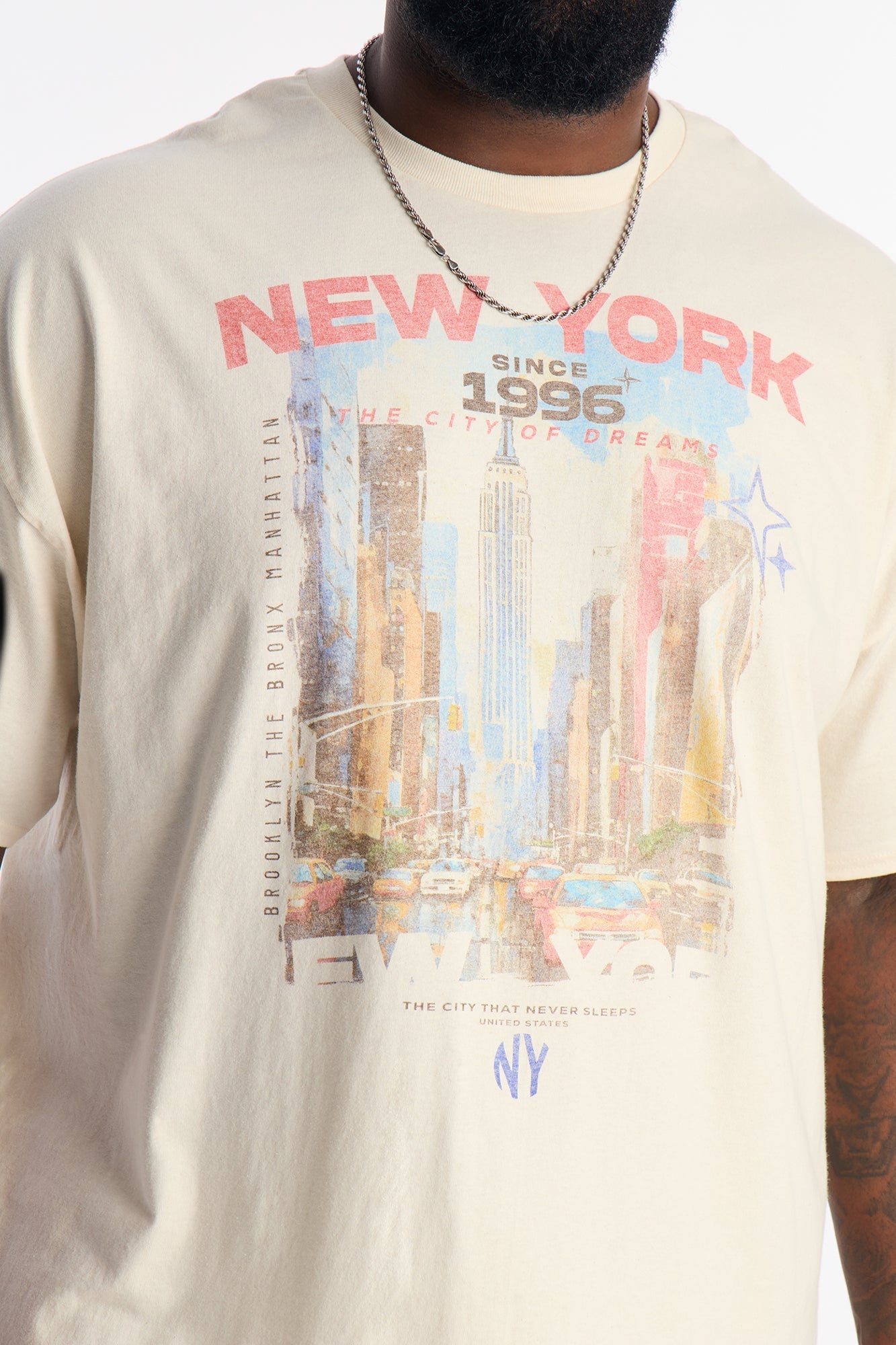 Boxy New York Short Jungle Sleeve Tee - Natural
