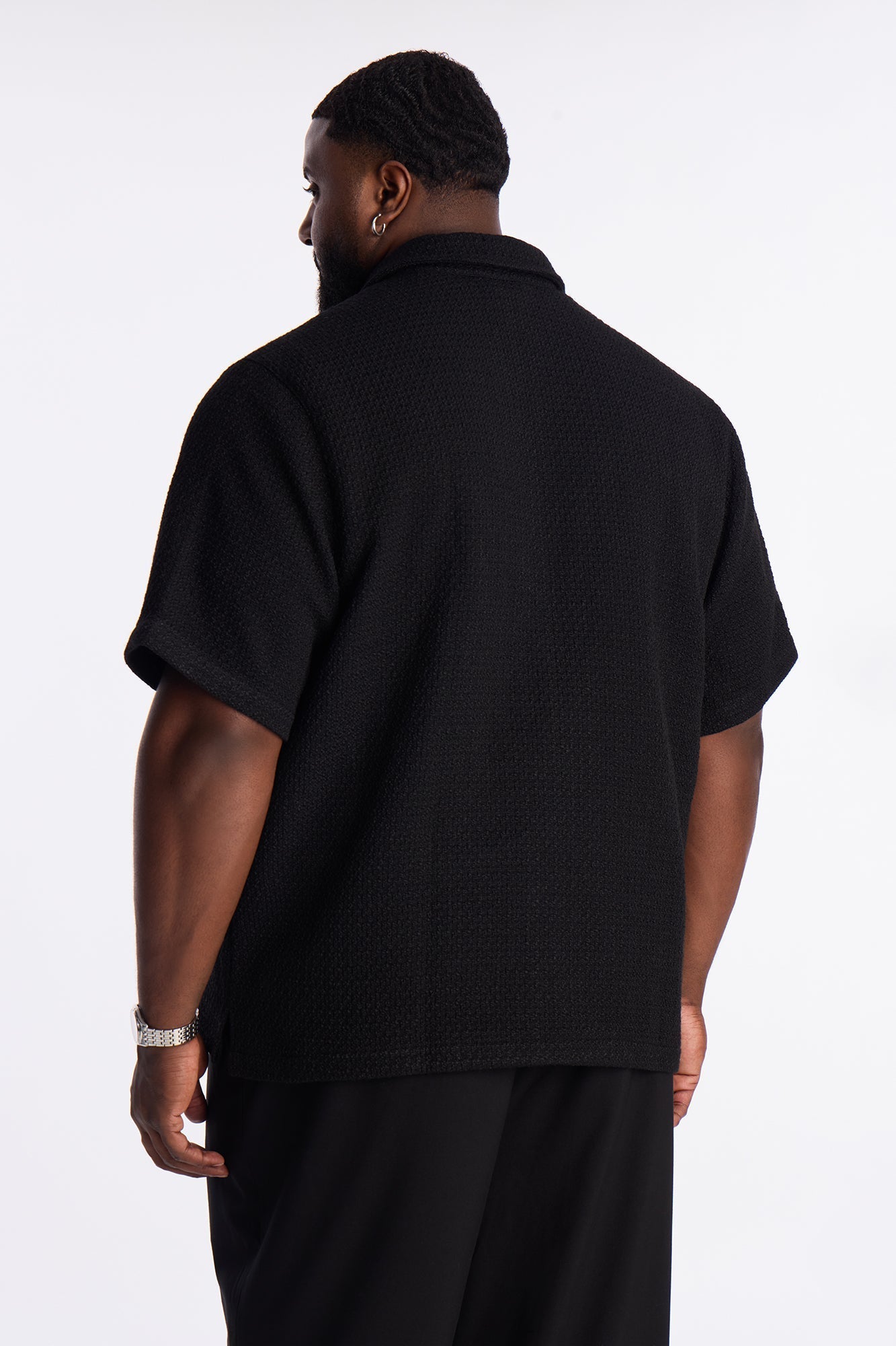 Tweed Bright Etoile Button Up Shirt - Black