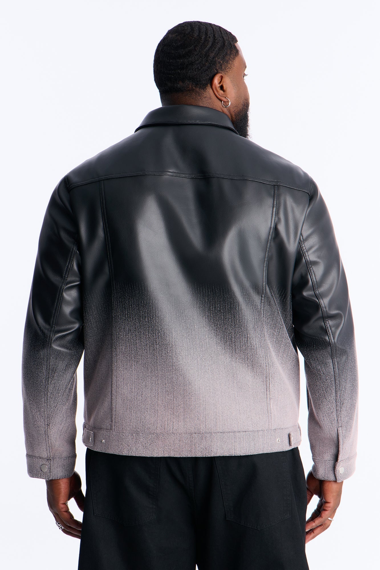 Ombre Faux Leather Trucker Jacket - Pink/combo