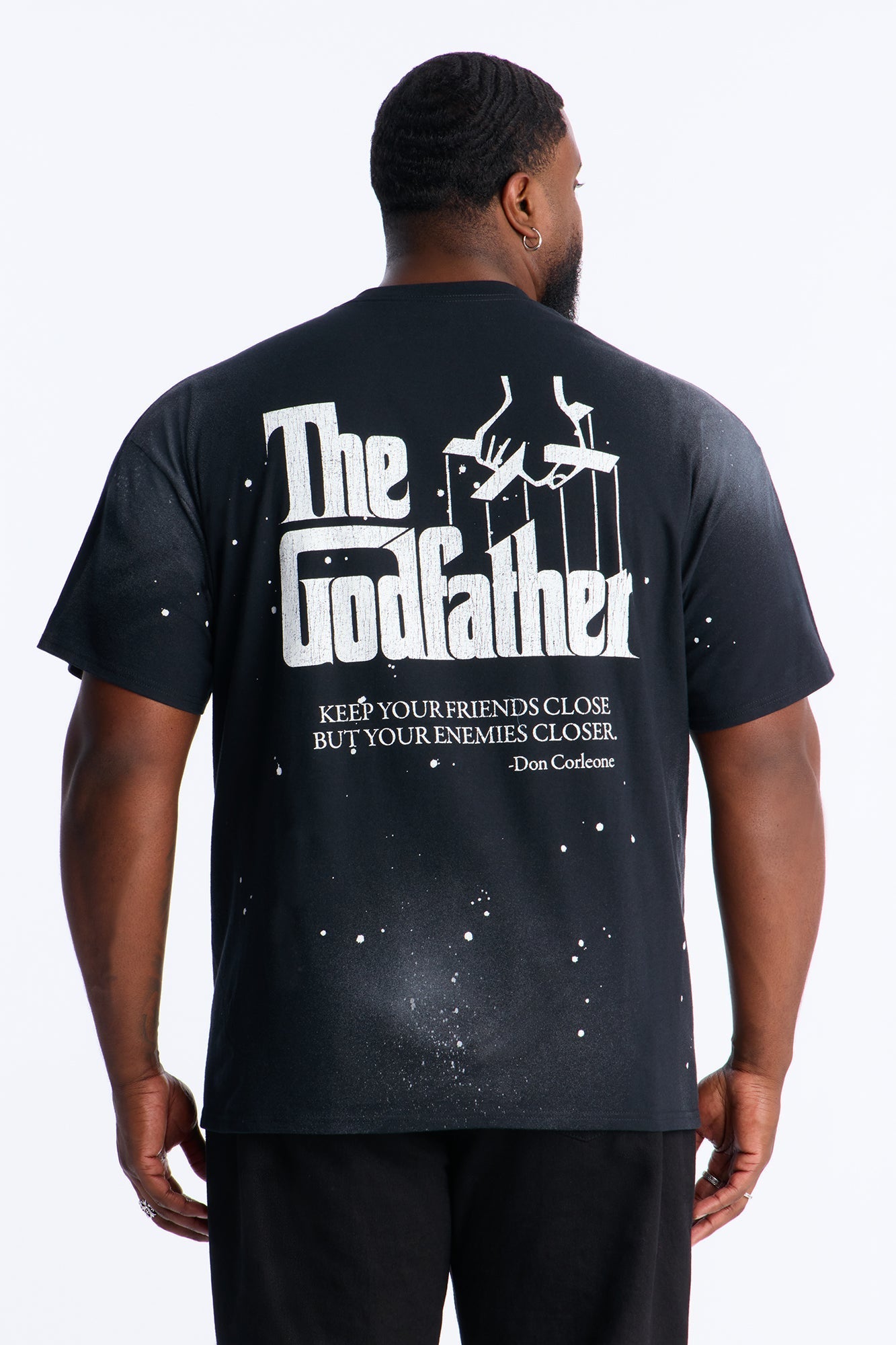 The Godfather Paint Splatter Short Sleeve Tee - Black Wash