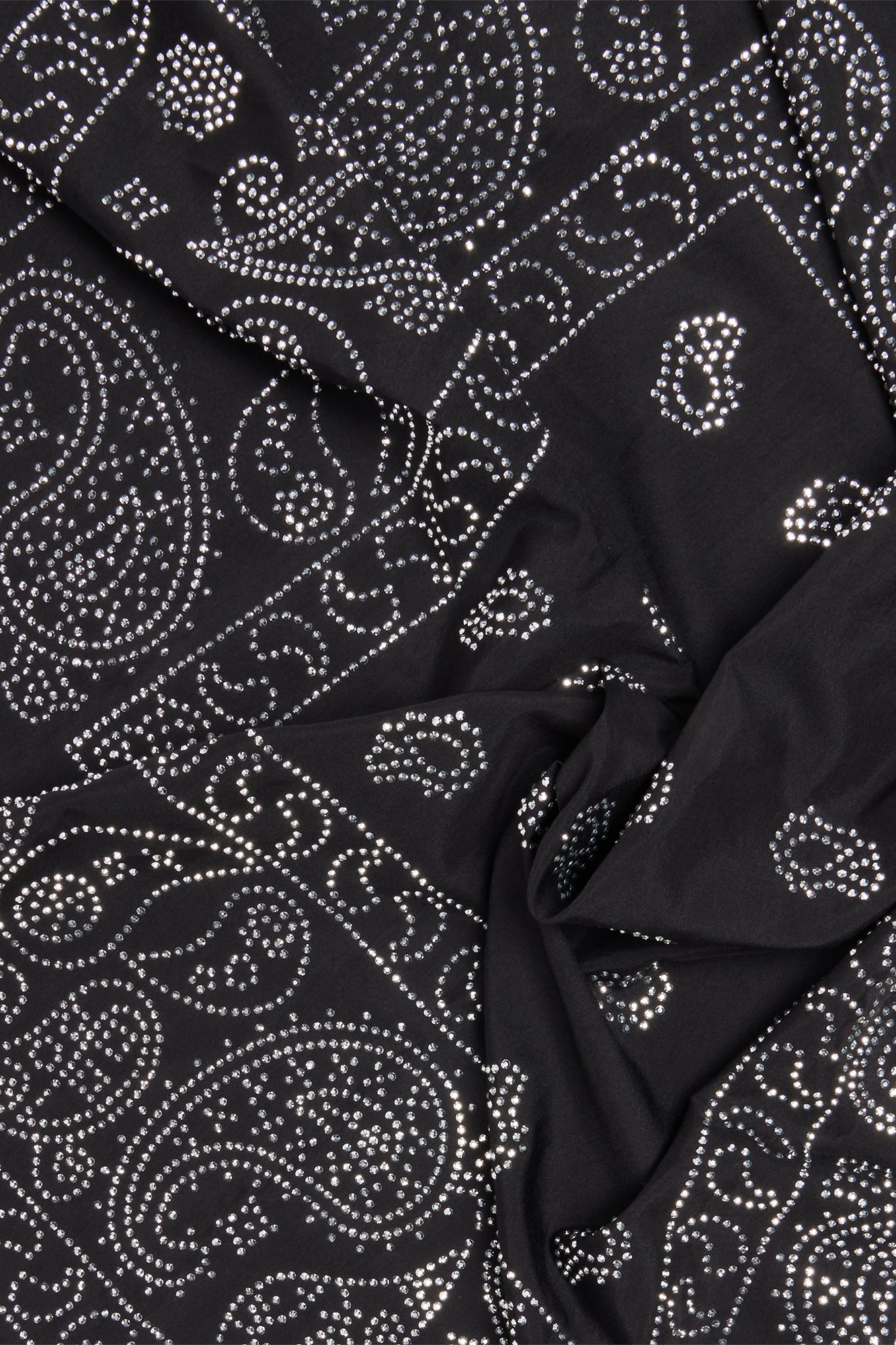 Rhinestone Embellished Paisley Bandana - Black