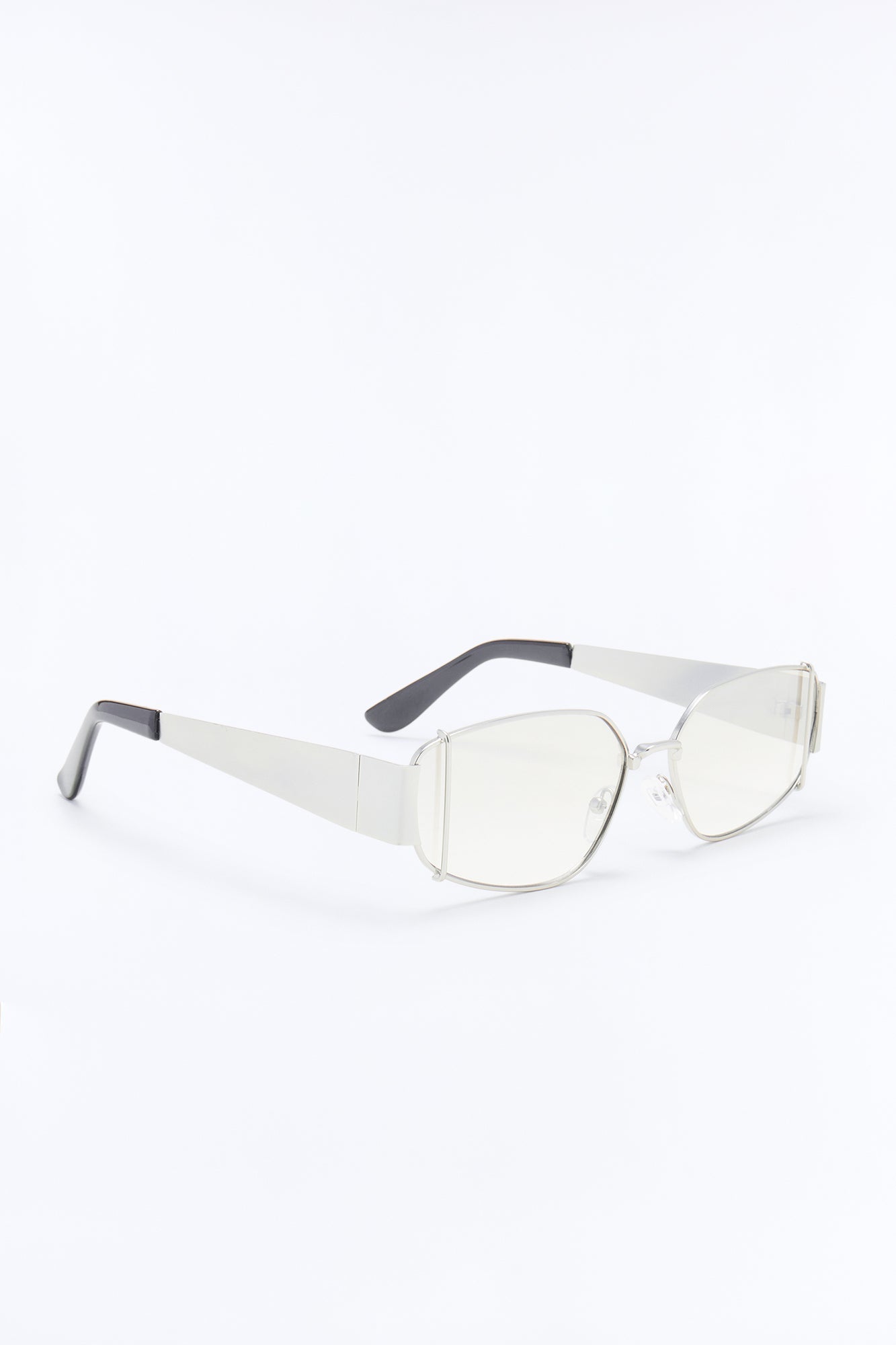 Strike Round Matte Metal Frame Sunglasses - Silver