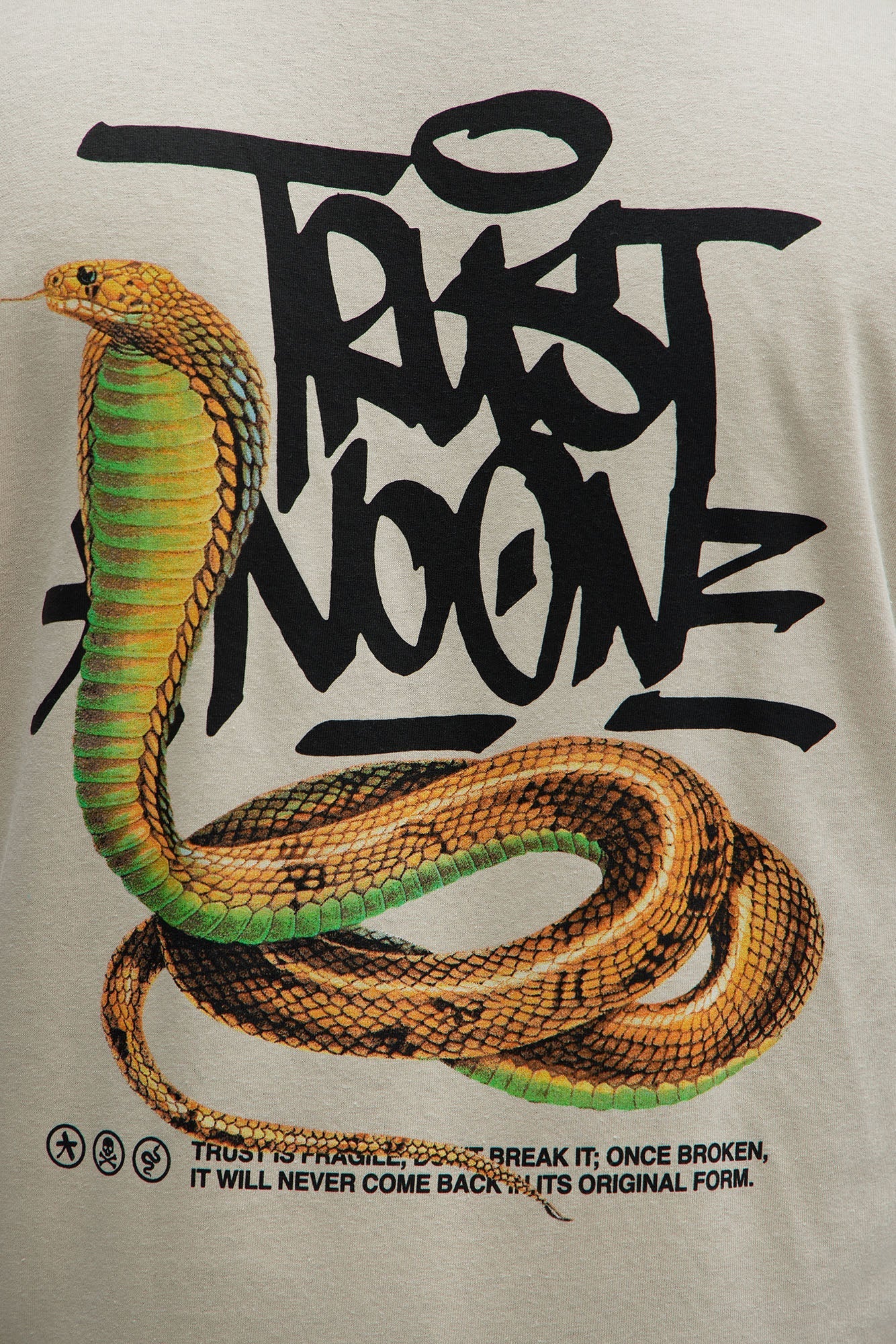 Beware Of Snakes Short Sleeve Tee - Tan