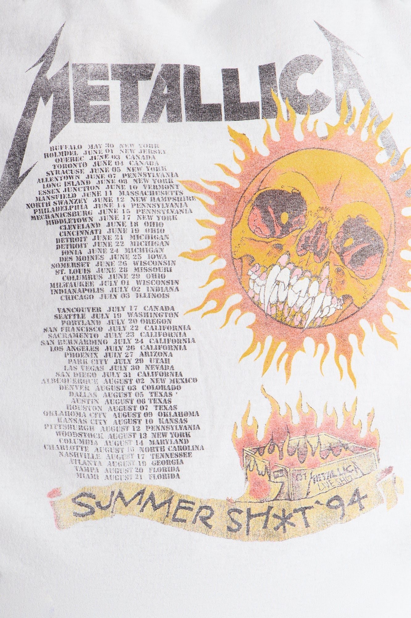 Metallica Summer Of '94 Foil Print Short Sleeve Tee - White