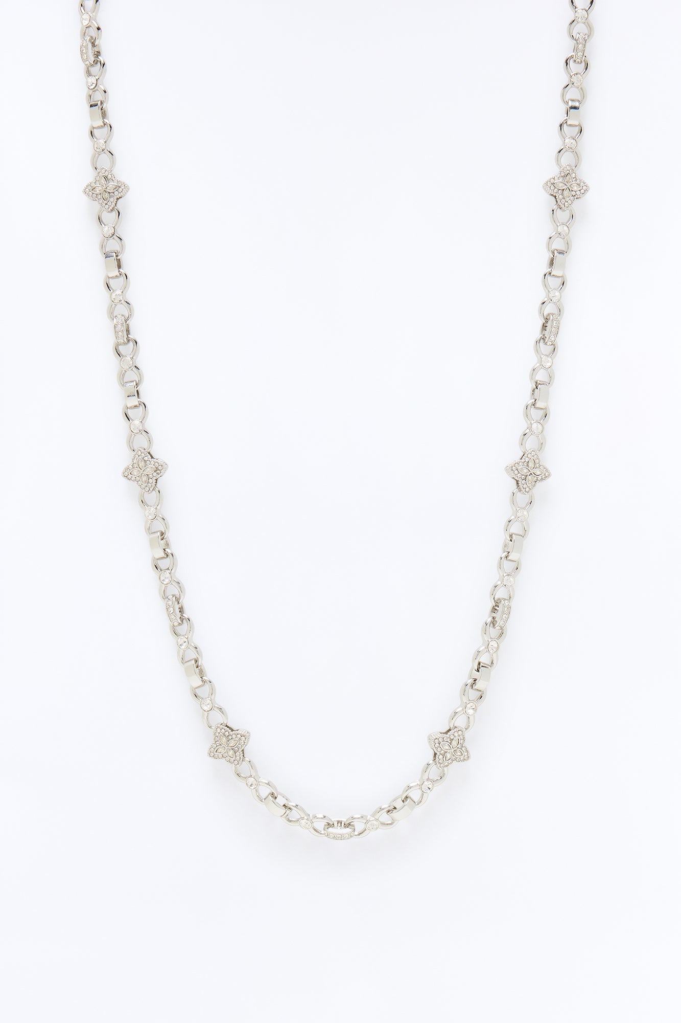 Bloom Flora Link Chain Necklace - Silver