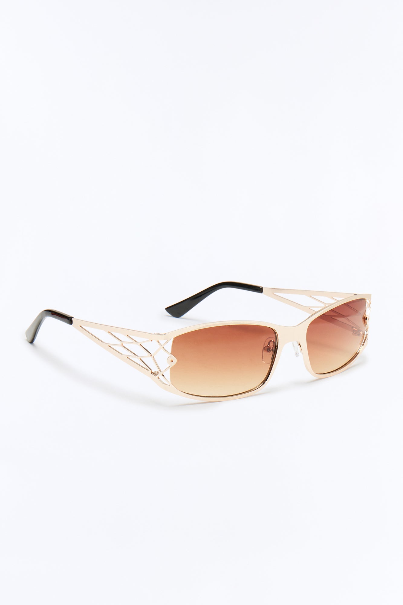 High End Geometric Rectangle Sunglasses - Gold/Brown