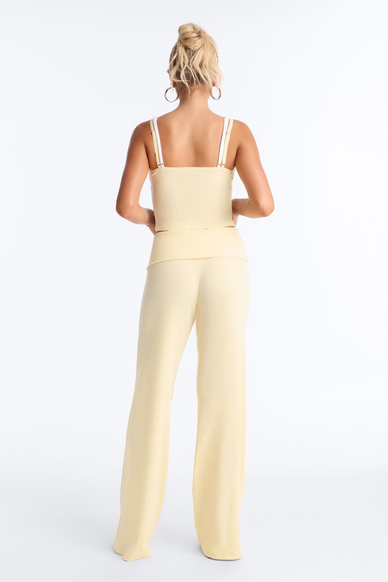 Golden Hour Foldover Waist Pant Set - Yellow Fashion Nova