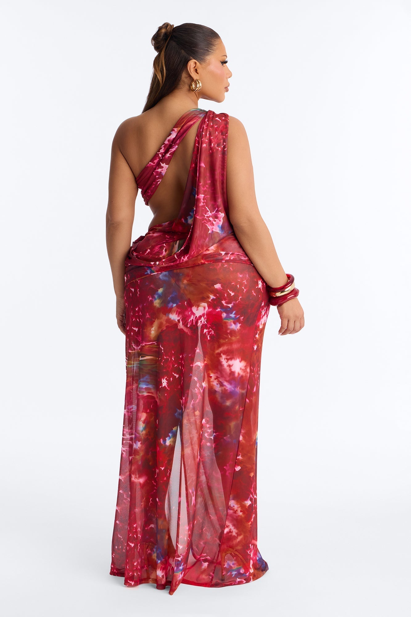 Come Find Me Mesh Maxi Dress - Red/combo