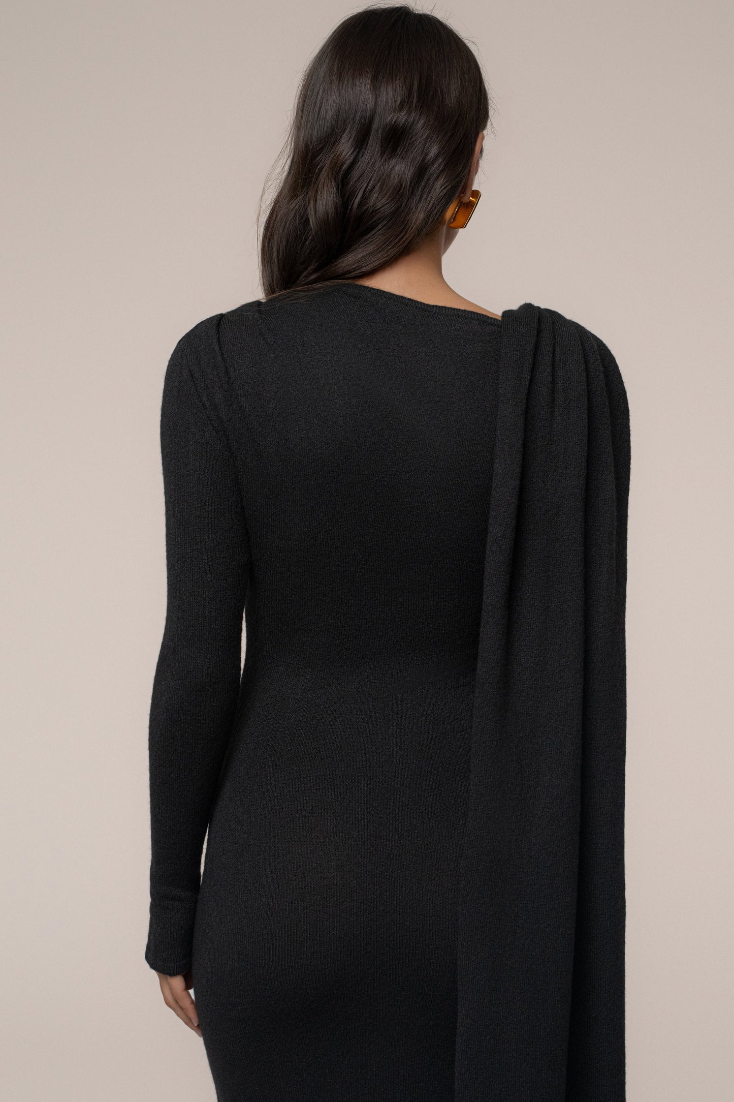 Black Aniza Drape Maxi Dress JLUXLABEL