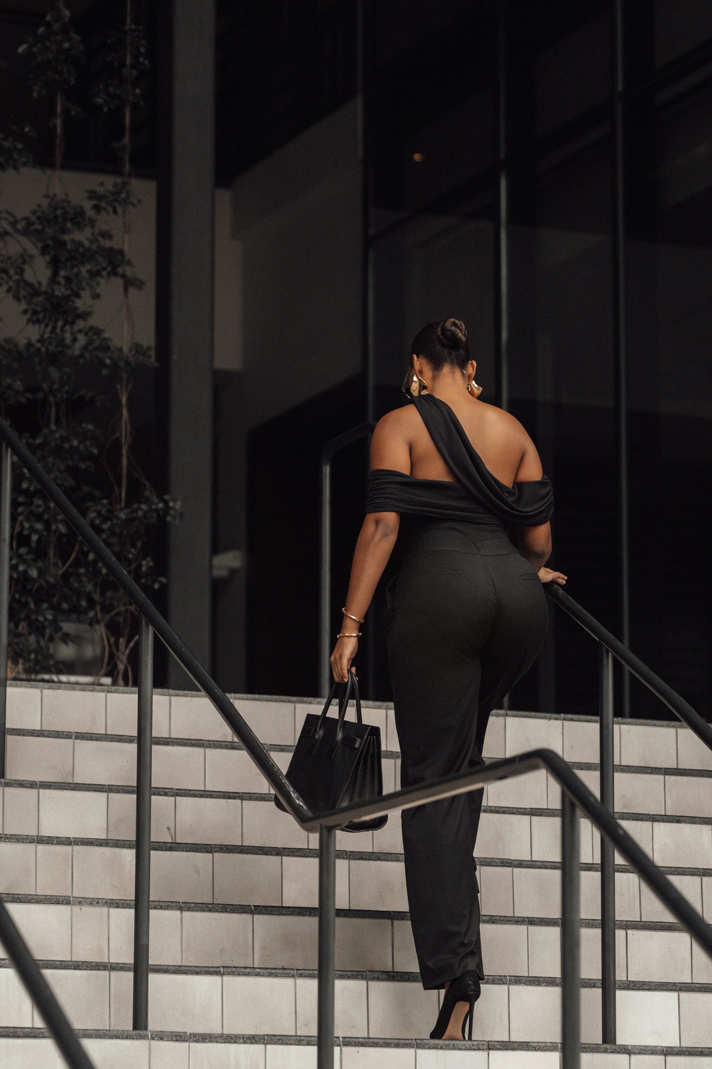 Black Above All Drape Bodysuit JLUXLABEL