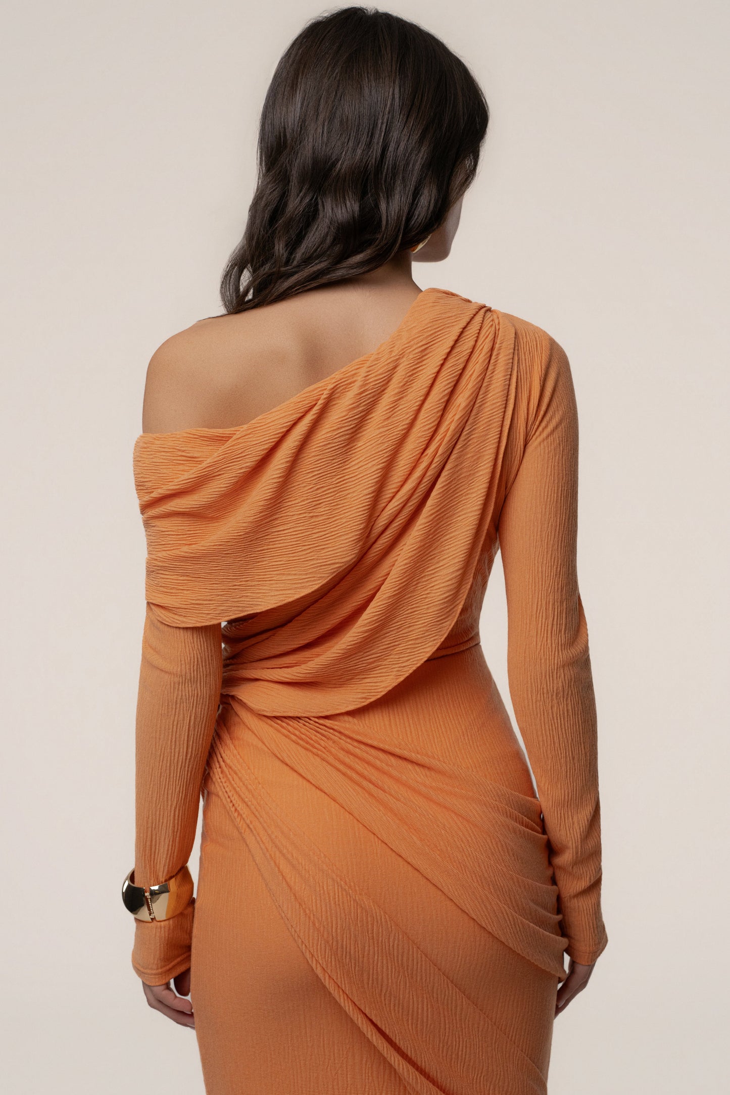 Coral Textured One Shoulder Bodysuit JLUXLABEL