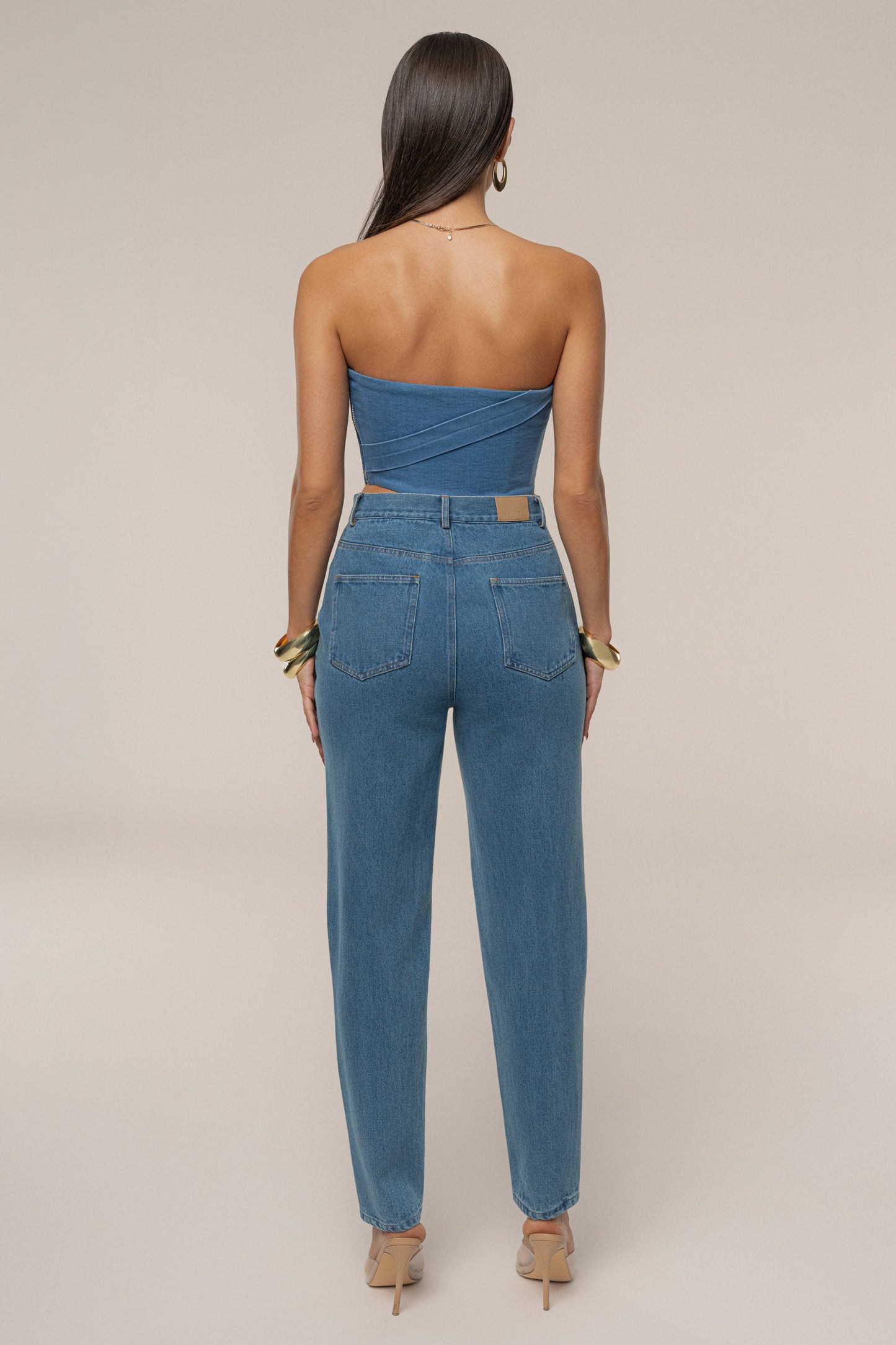 Medium Wash Teyana Denim Bustier JLUXLABEL