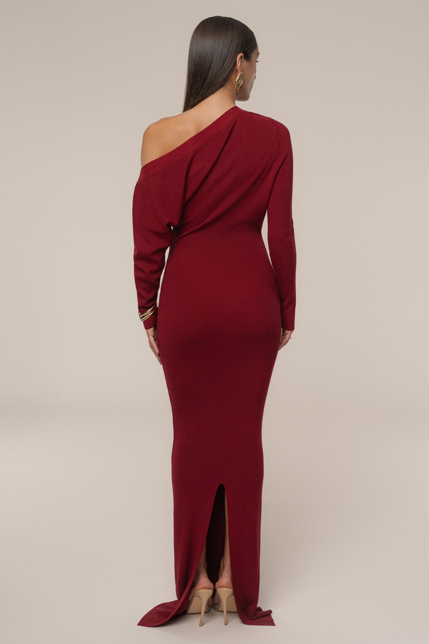 Red Night Shimmers Asymmetrical Maxi Dress JLUXLABEL
